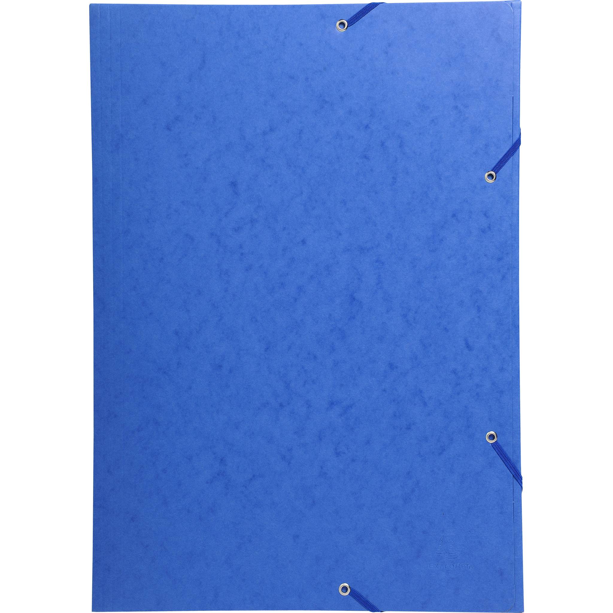 Exacompta 5x Sammelmappe + Gummizug, 3 Klappen Karton, 600g/qm, A3, Blau, 59507E