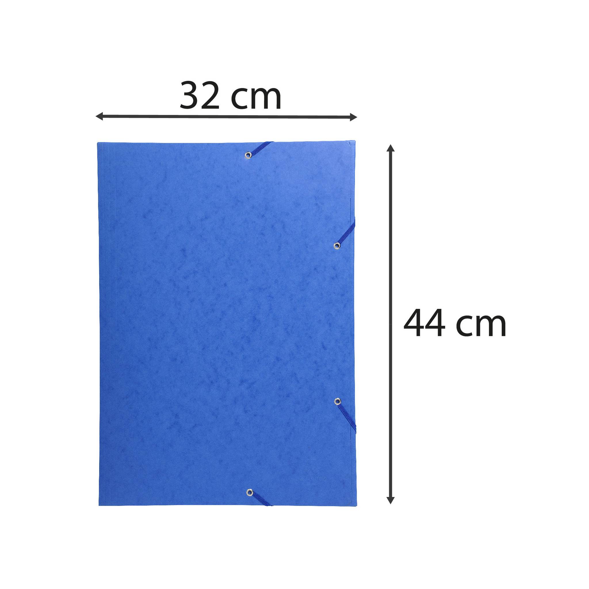 Exacompta 5x Sammelmappe + Gummizug, 3 Klappen Karton, 600g/qm, A3, Blau, 59507E