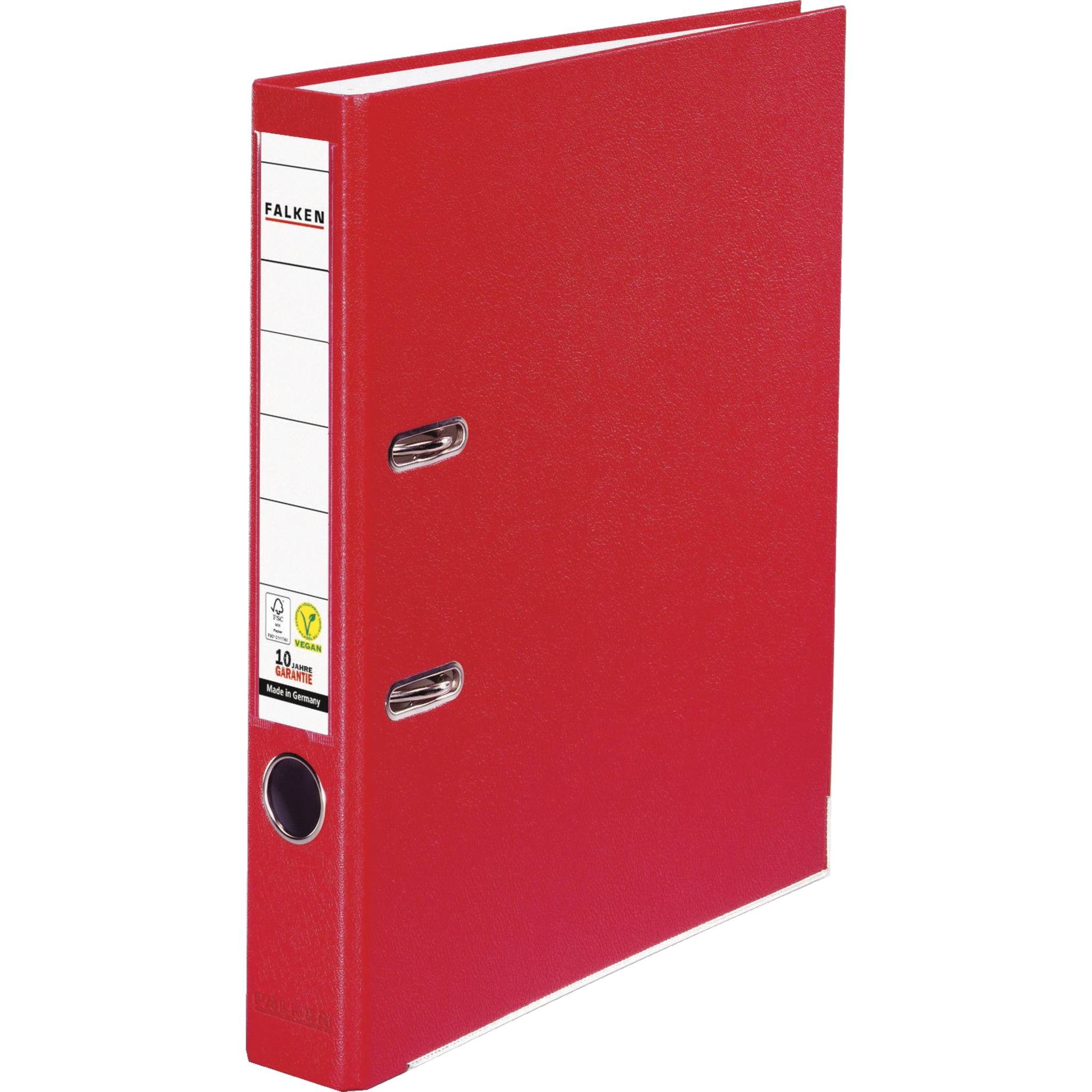 Falken 25x PP-Color-Ordner A4, Rücken 50mm, mit Einsteckschild - Rot - 09984162F