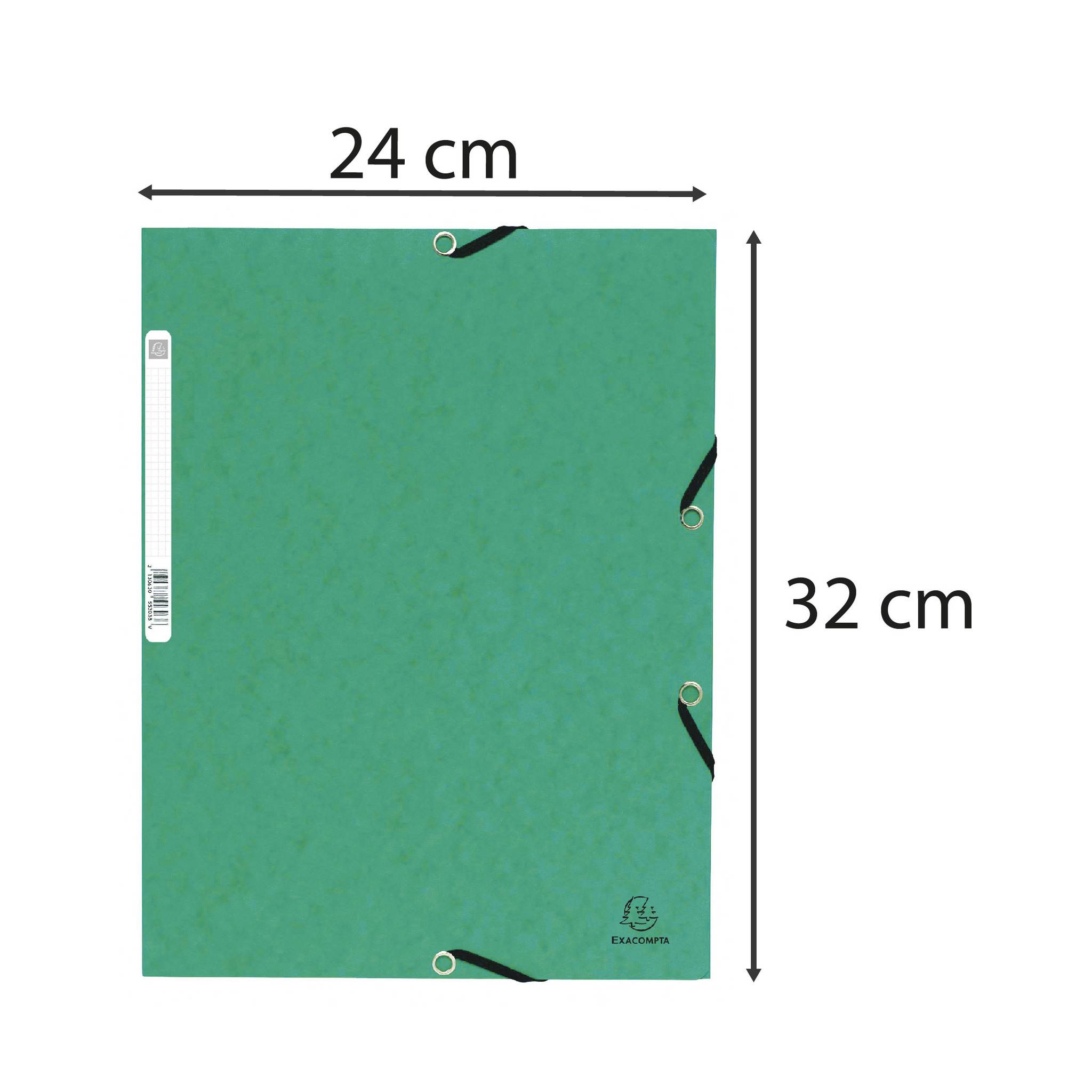 Exacompta 25x Sammelmappe + Gummizug 3 Klappen Karton 400g/m2 A4 Grün 55503E