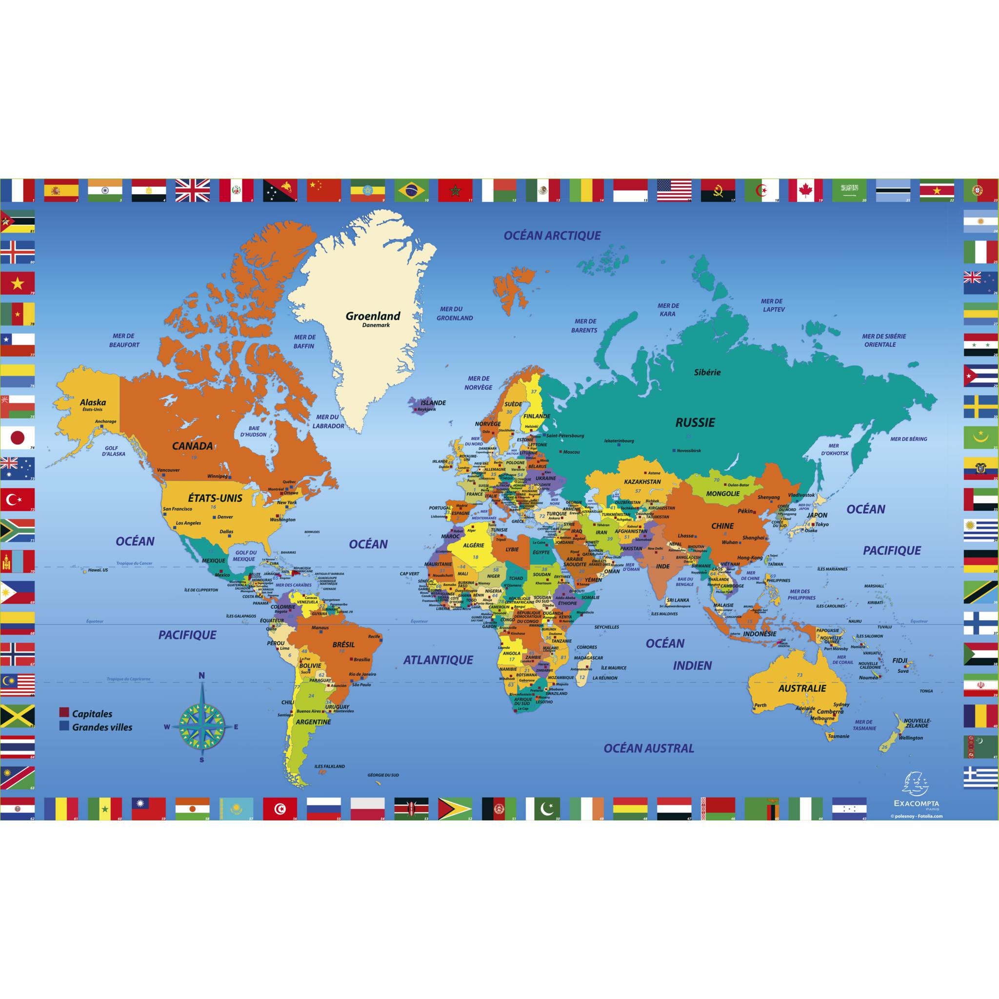 Exacompta 10x feste Schreibtischunterlage PVC Weltkarte 375x575 cm Motiv 29790E