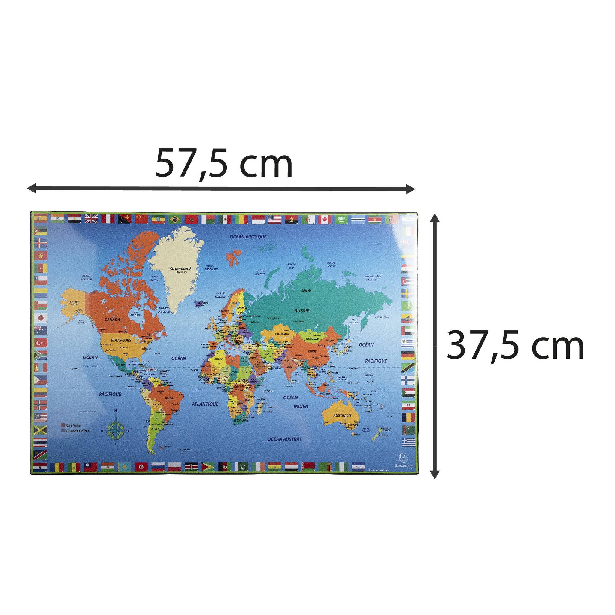 Exacompta 10x feste Schreibtischunterlage PVC Weltkarte 375x575 cm Motiv 29790E