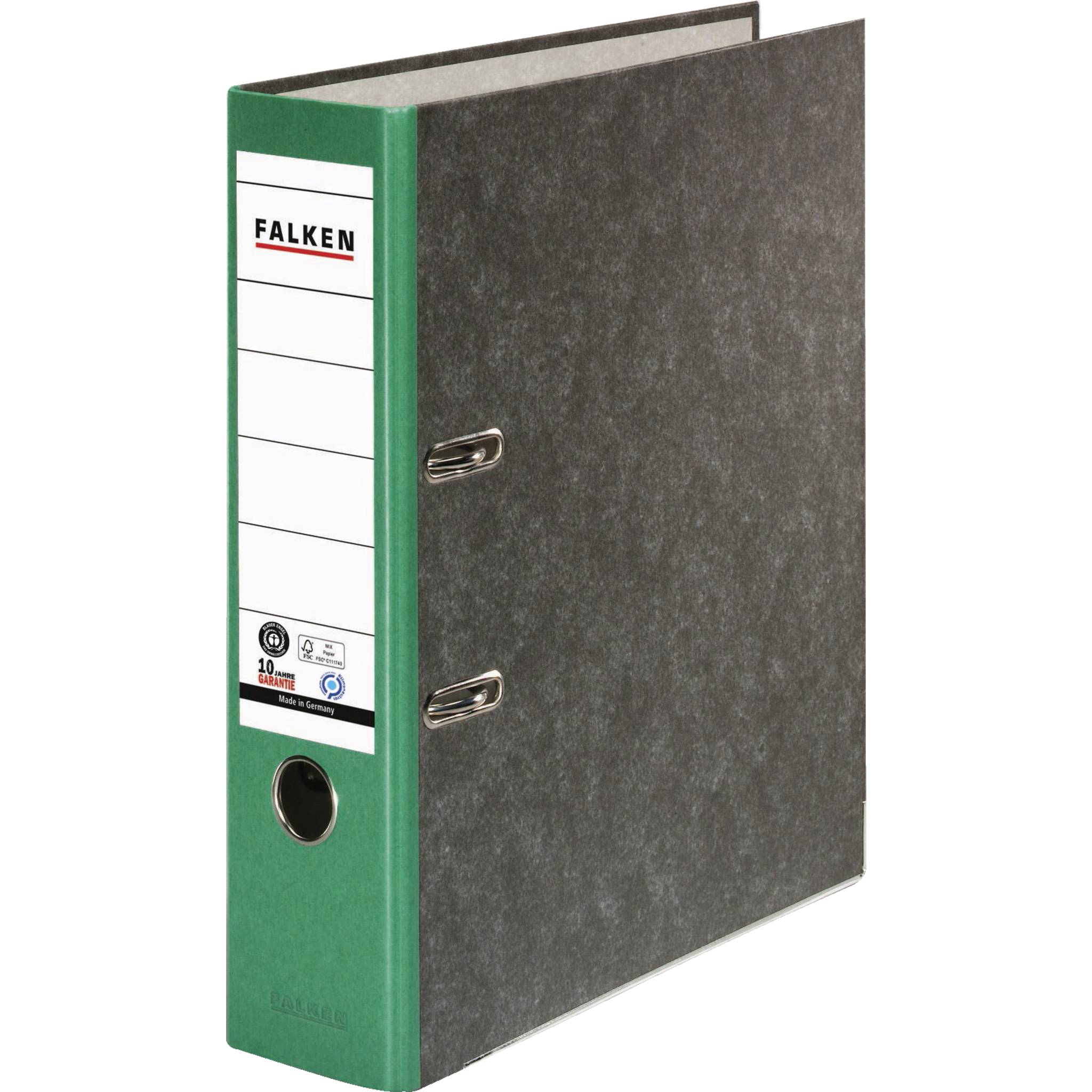Falken 20x Ordner RC-Wolkenmarmor A4 farbiger Rücken 80mm Rücken grün 80024714F