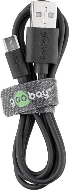 Goobay 72227 USB A auf Micro USB Kabel / 2,5 A Schnellladekabel 480 Mbits / USB 2.0 Typ B Adapterkabel / Schwarz / 1m