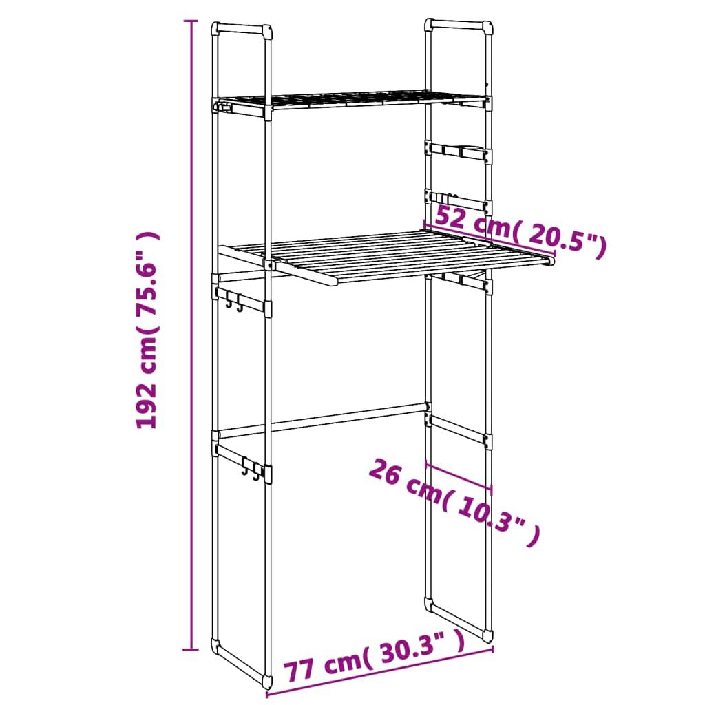 vidaXL Waschmaschinenregal 77x52x192 cm Aluminium