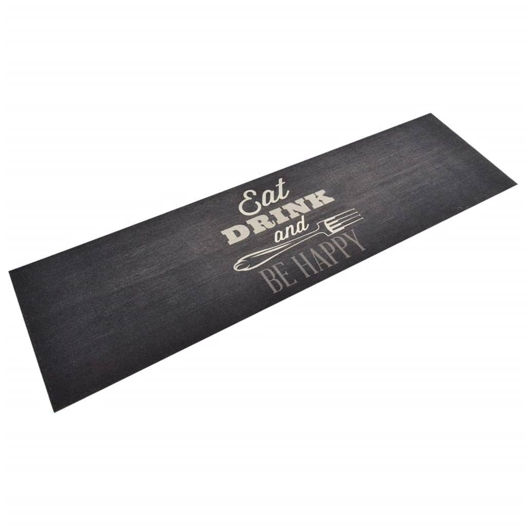 vidaXL Küchenteppich Waschbar Küche Schwarz 45x150 cm Samt