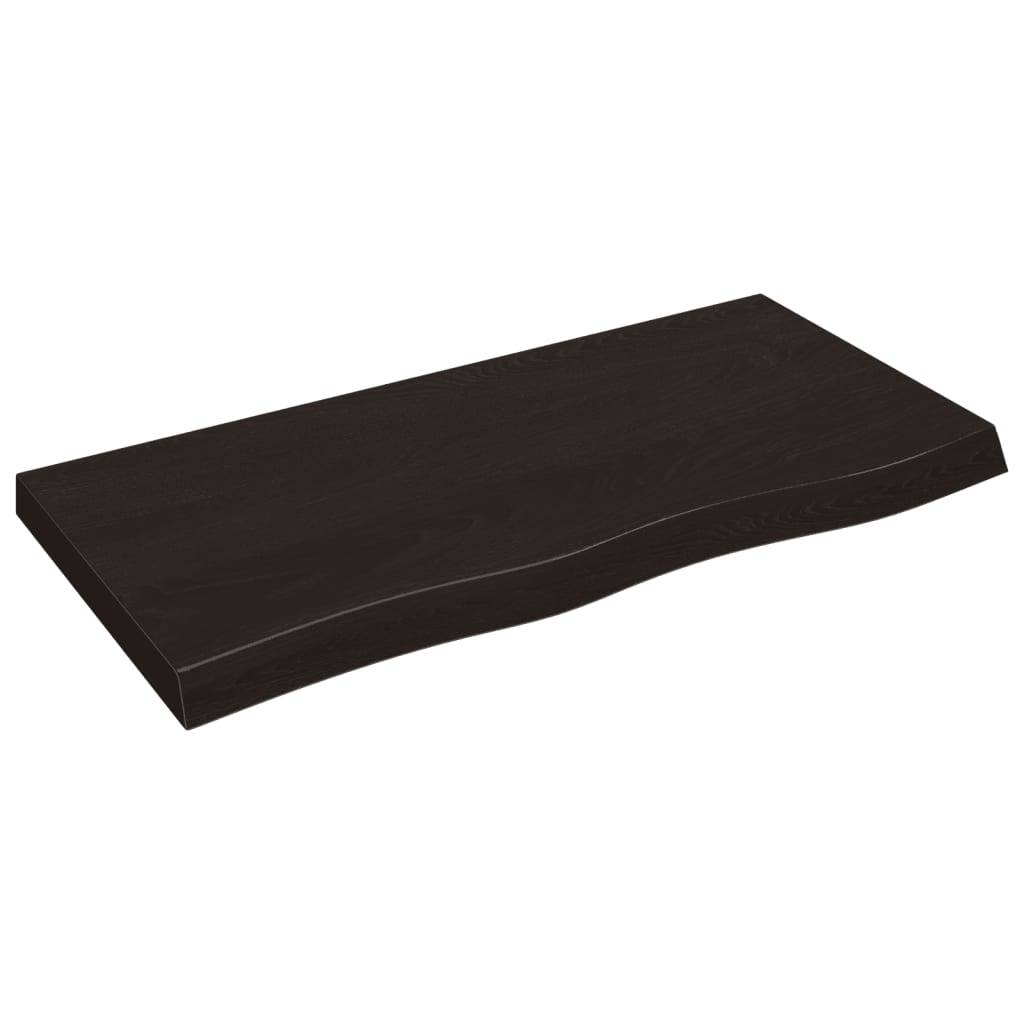 vidaXL Wandregal Dunkelbraun 100x50x(2-6)cm Massivholz Eiche Behandelt
