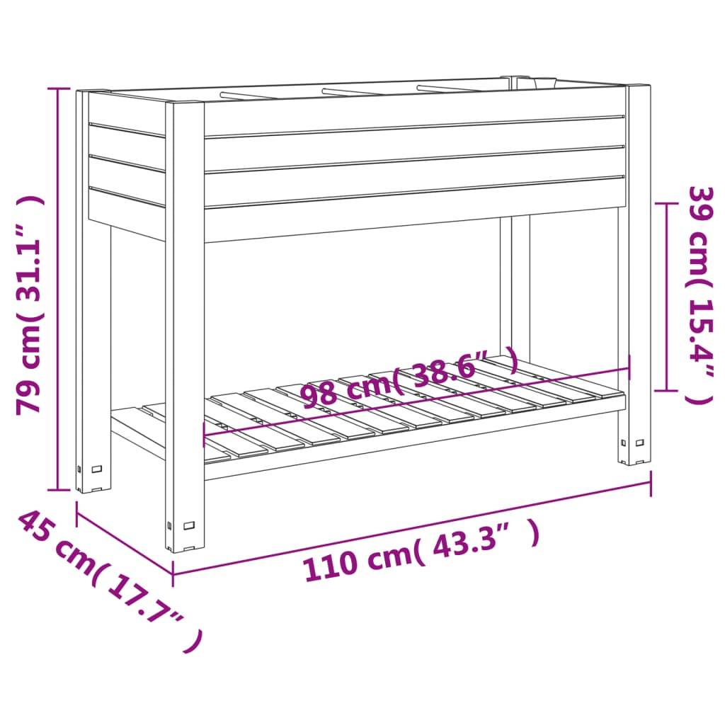 vidaXL Hochbeet Hellbraun 110x45x79 cm Polypropylen