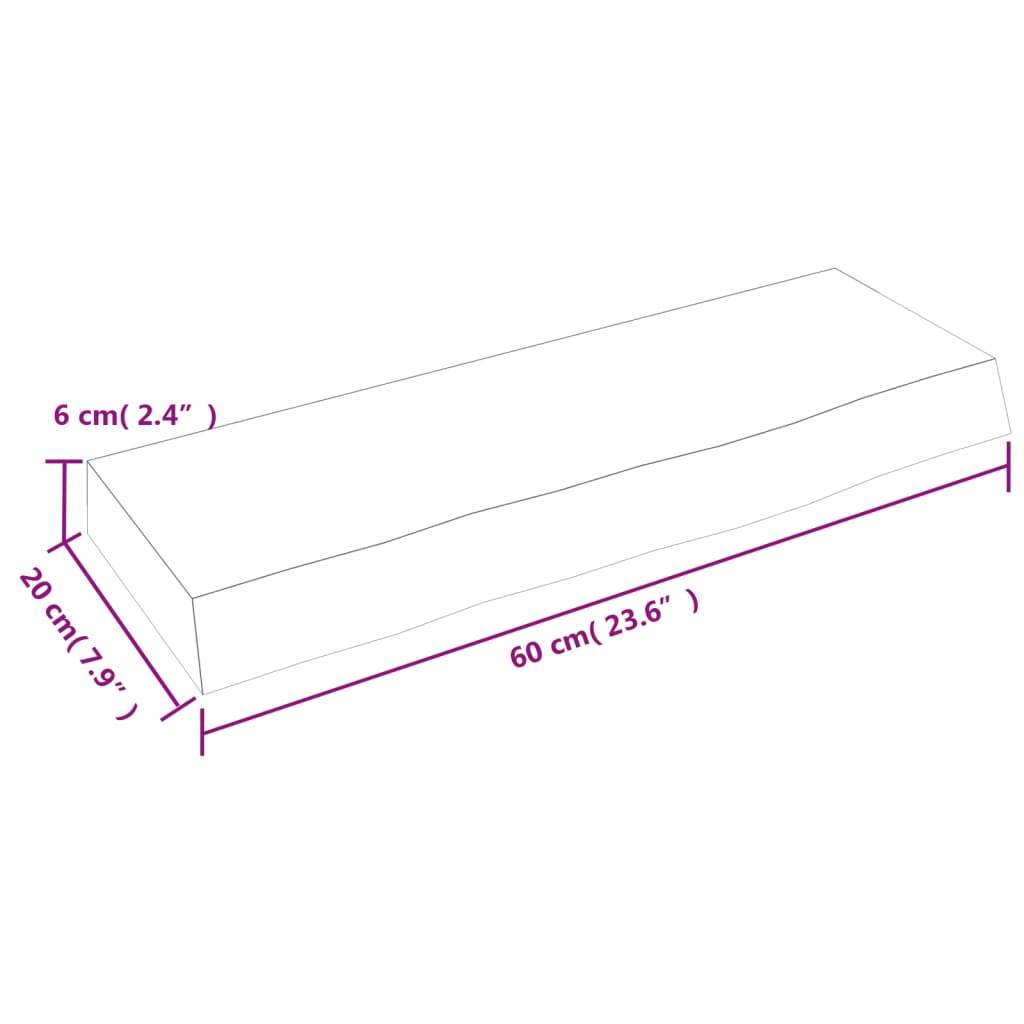 vidaXL Wandregal Hellbraun 60x20x6 cm Massivholz Eiche Behandelt