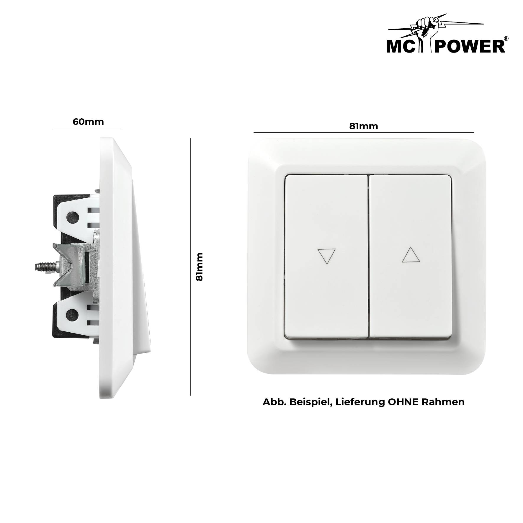 Jalousie-Taster McPower "Cup" Hoch und Runter, 250V~/10A, UP, weiß