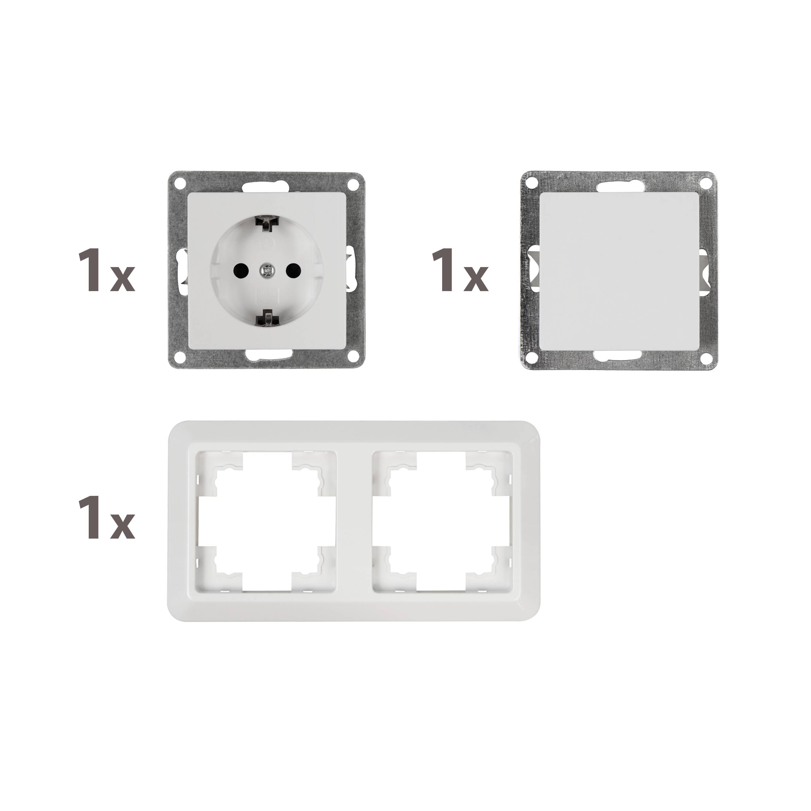Schalter und Steckdosen Set McPower Cup "Tür 2-fach", weiß, 3-teilig