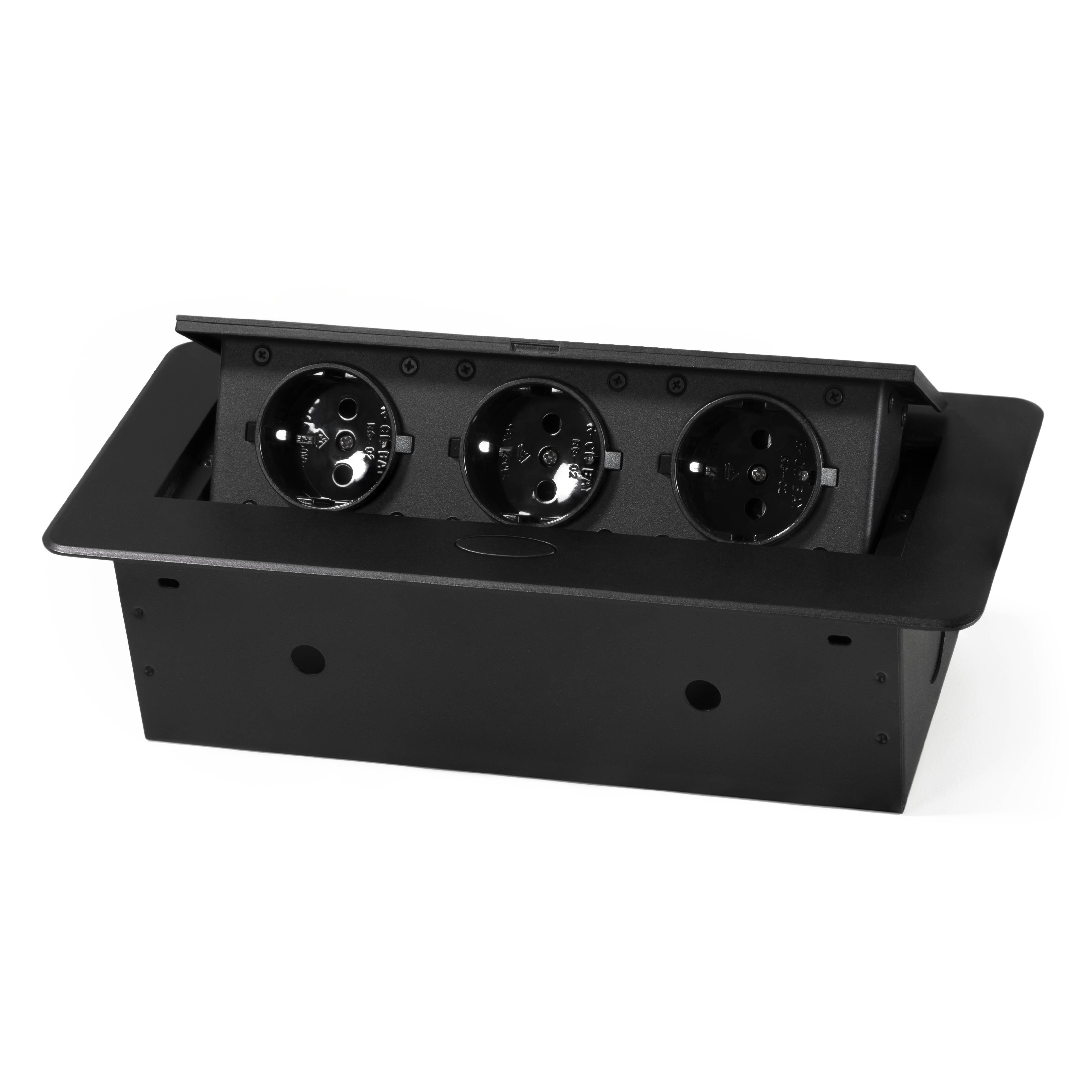 Tisch-Einbausteckdose McPower "TS-03S" 3x Steckdose, 267x120x68mm