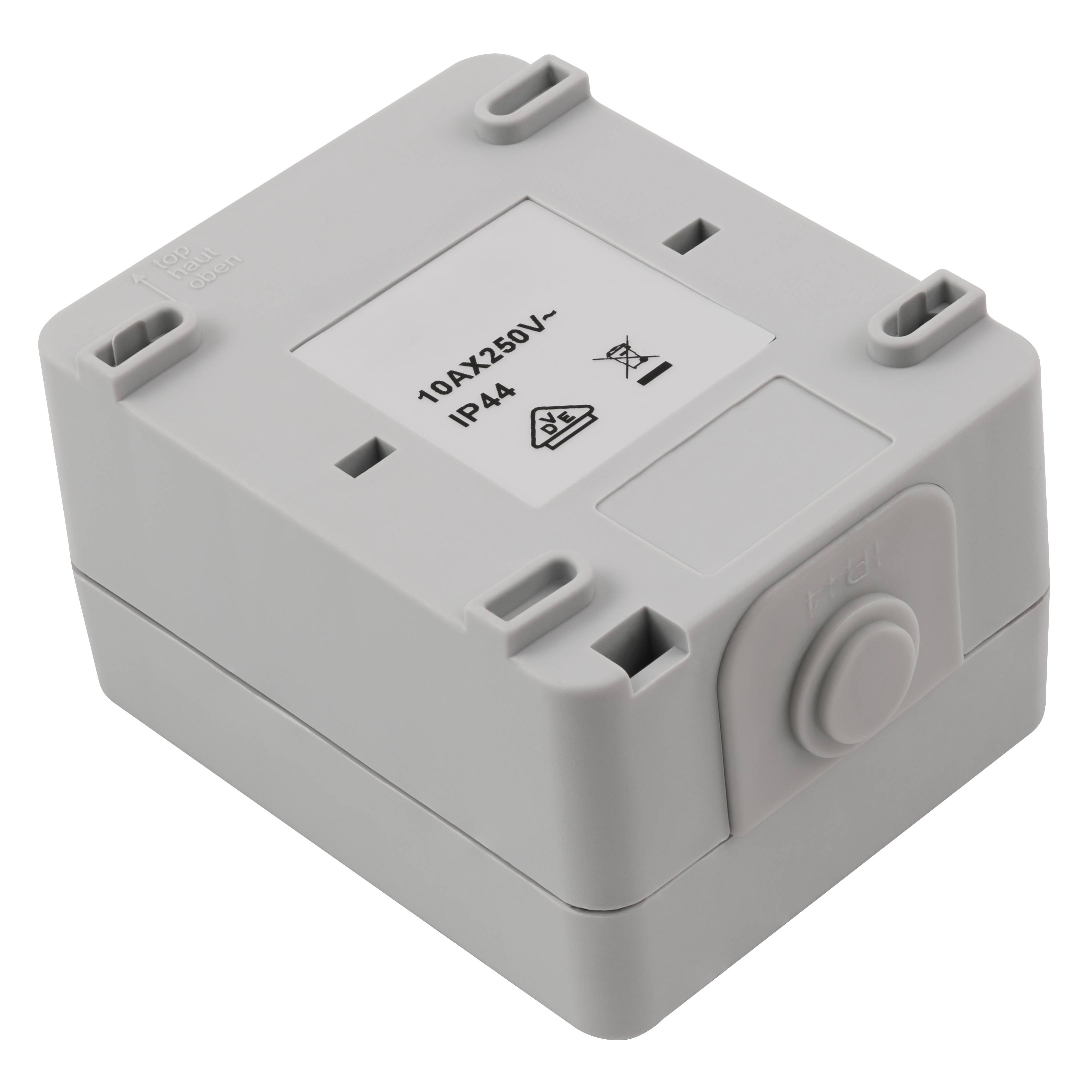 Feuchtraum Heizungs Hauptschalter McPower "Taff", 250V~/10A, IP44, AP, grau