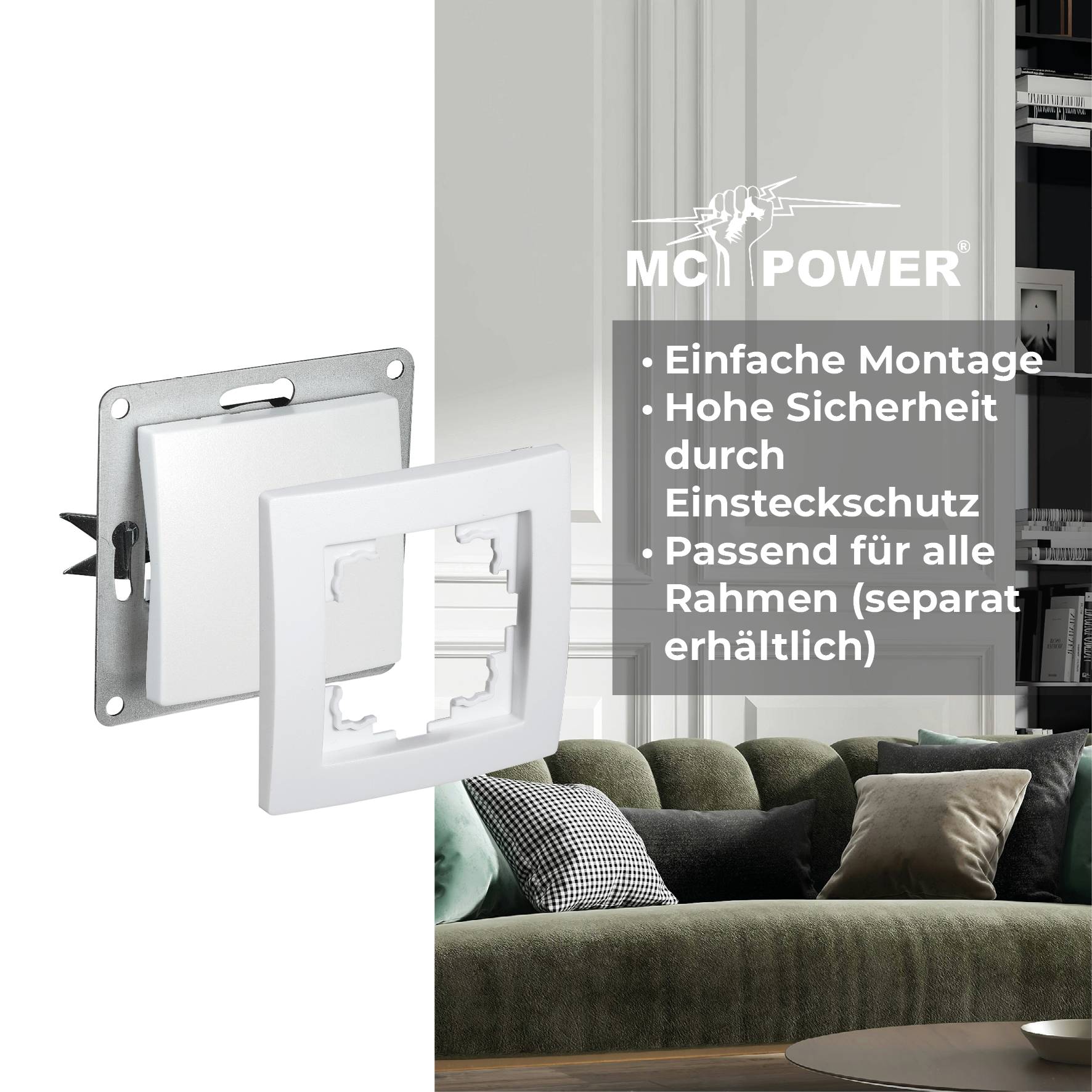 Kreuzschalter McPower "Flair", 250V~/10A, UP, weiß