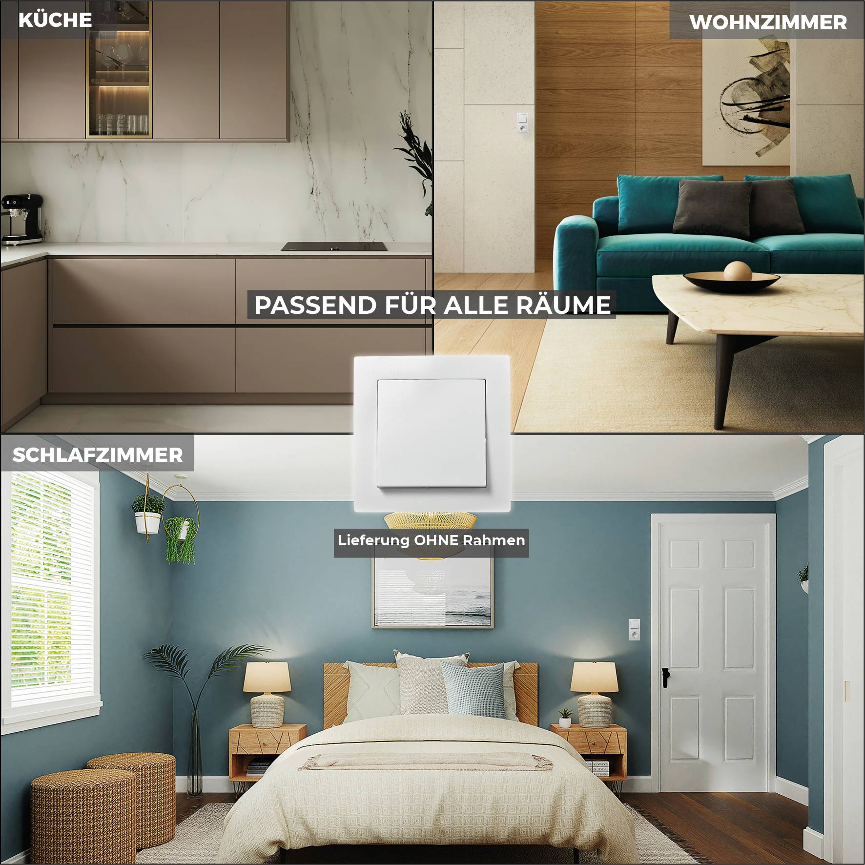 Kreuzschalter McPower "Flair", 250V~/10A, UP, weiß