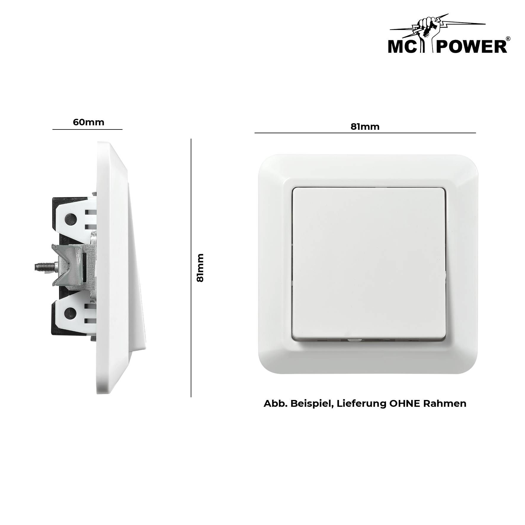 Wechselschalter McPower "Cup" 250V~/10A, UP, Steckanschluss, weiß