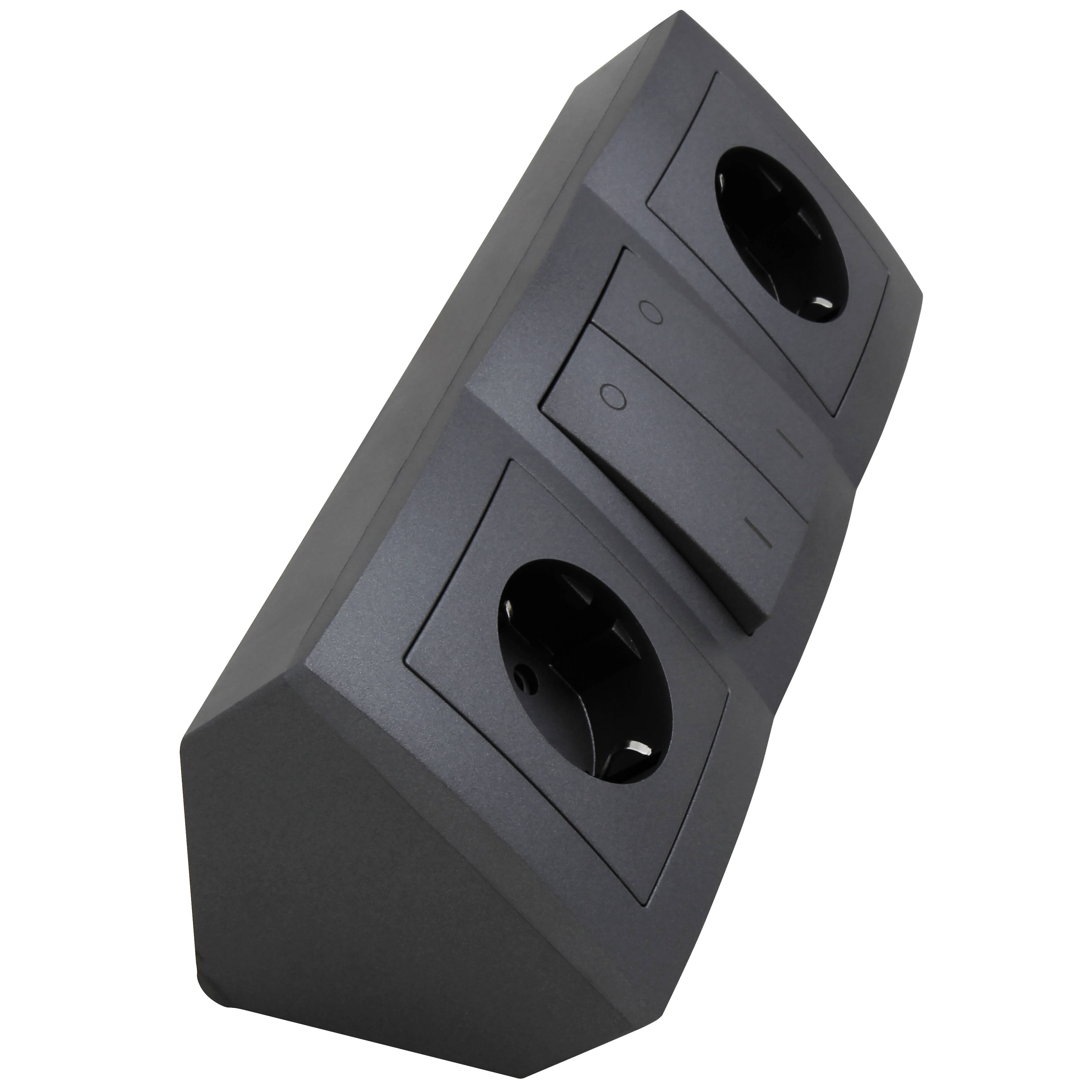 Steckdosenblock McPower "Flair" anthrazit, 2-fach Schutzkontakt + Schalter