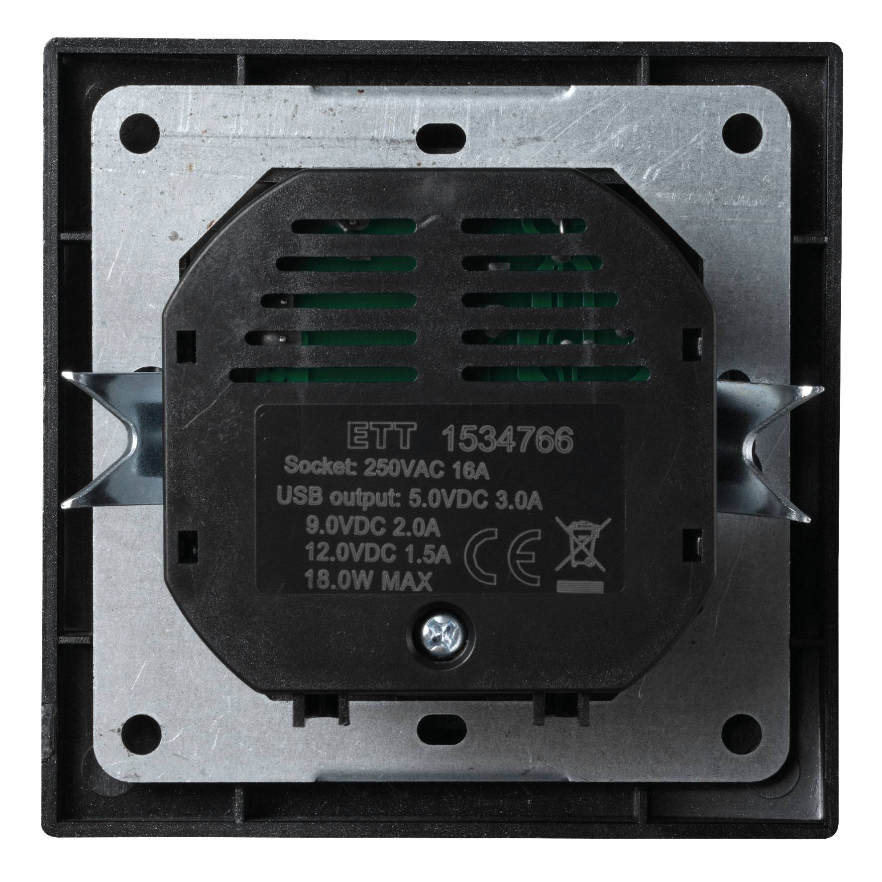 Schutzkontakt-Steckdose mit 2x USB McPower "Flair", 250V, 5V/2,1A, UP, anthrazit