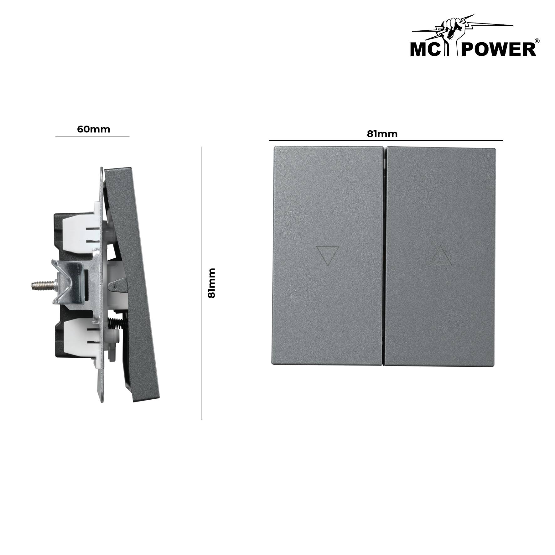 Jalousie-Taster McPower "Shallow" 250V~/10A, UP, Steckanschluss, anthrazit