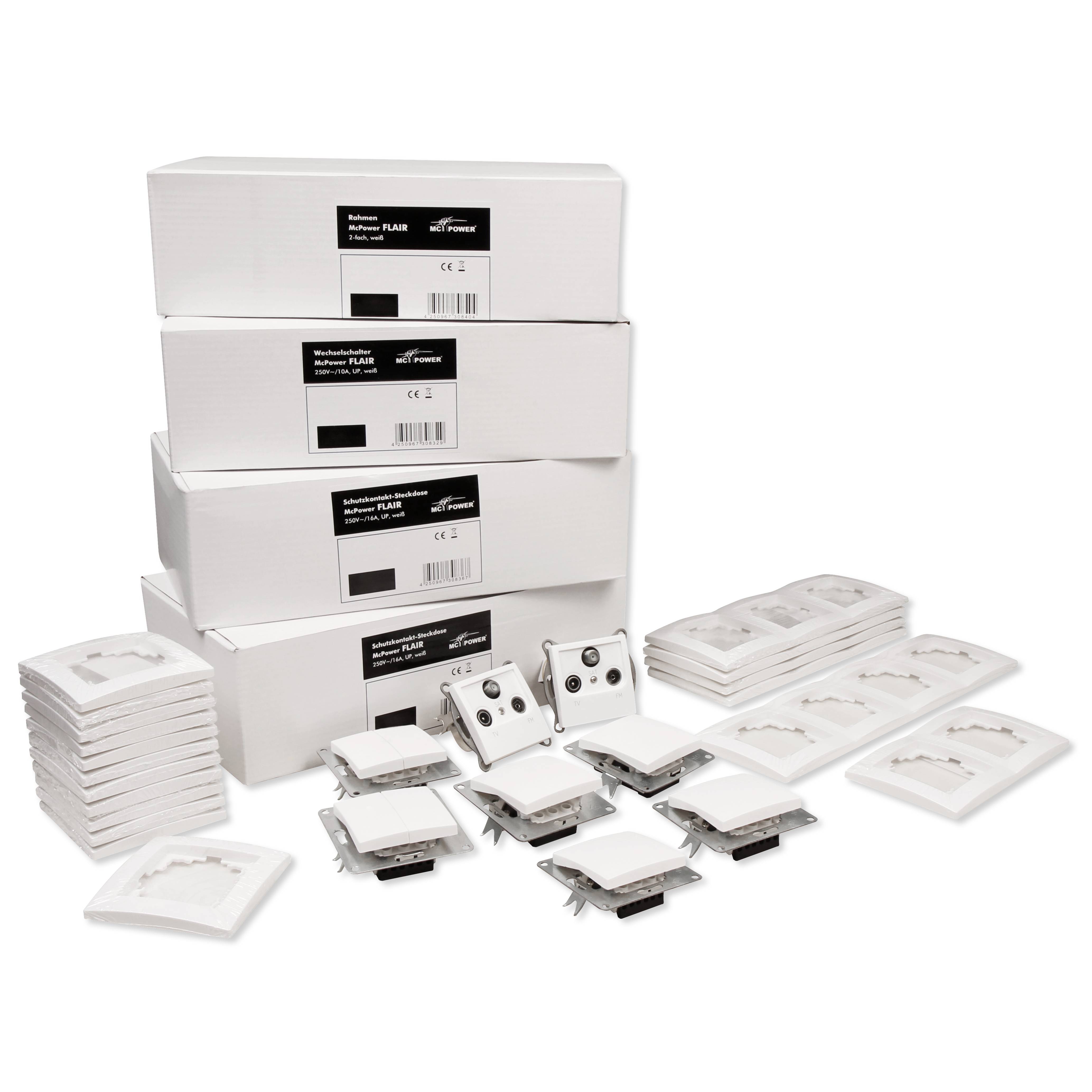 Schalter und Steckdosen Set McPower Flair "Einfamilienhaus", 95-teilig, weiß