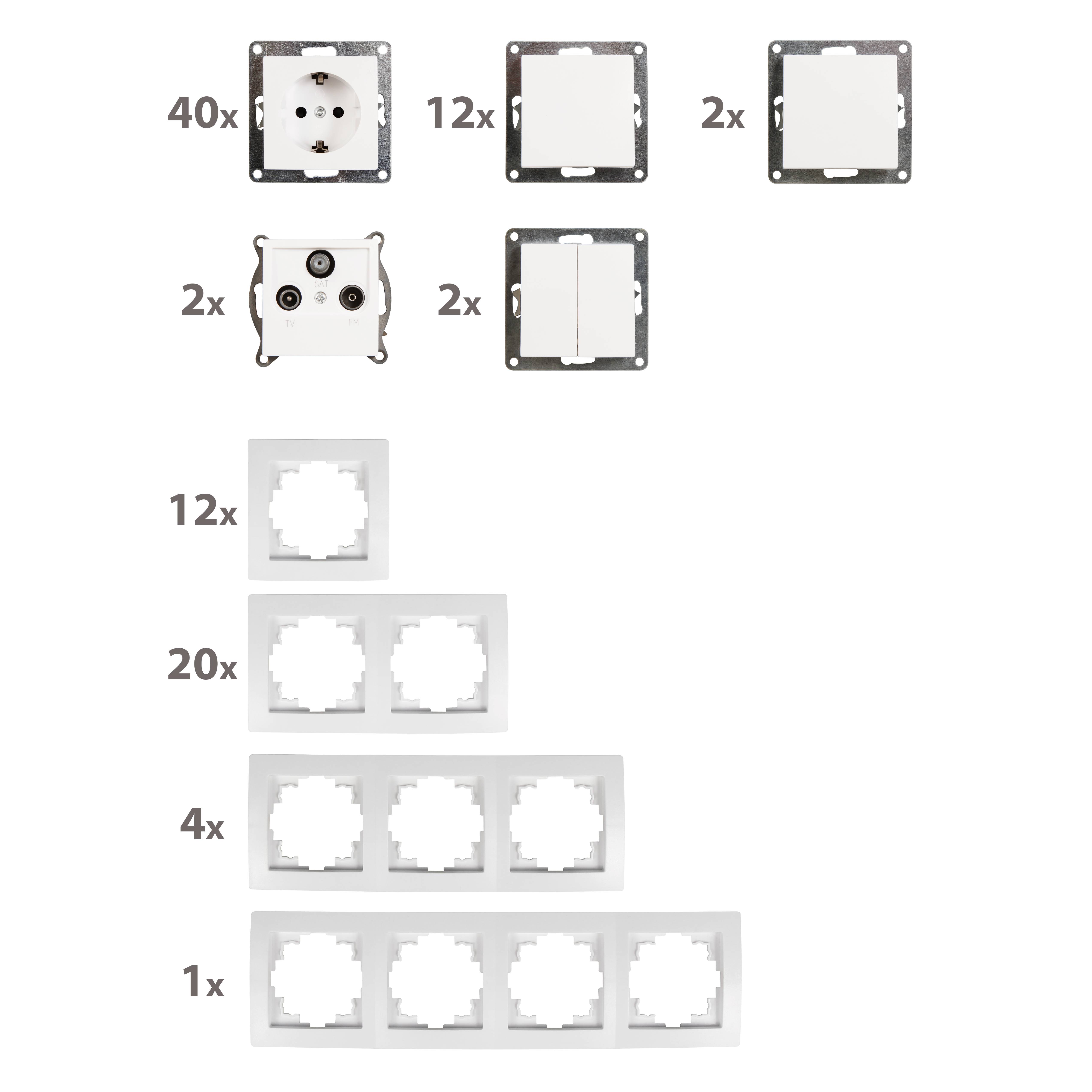 Schalter und Steckdosen Set McPower Flair "Einfamilienhaus", 95-teilig, weiß