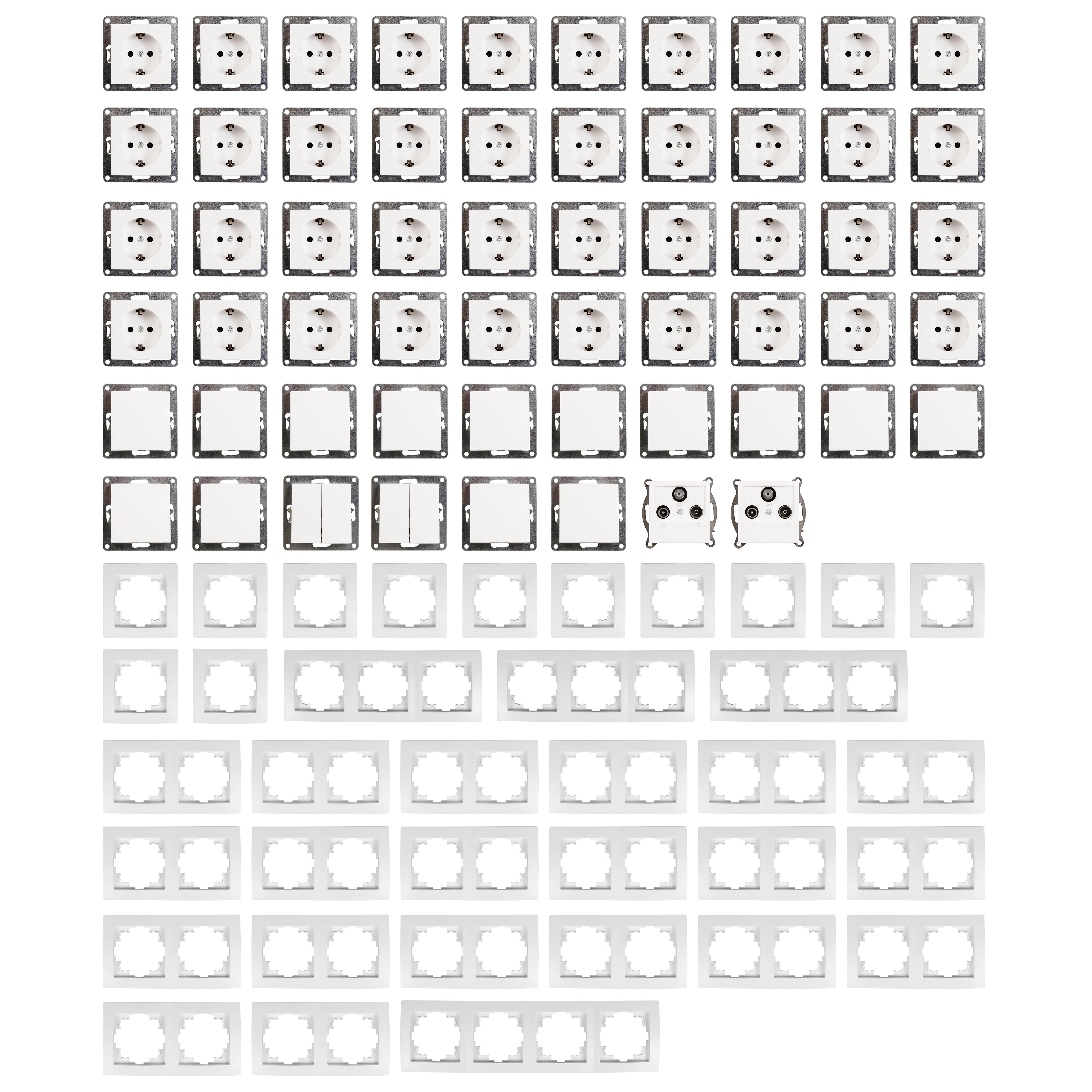 Schalter und Steckdosen Set McPower Flair "Einfamilienhaus", 95-teilig, weiß