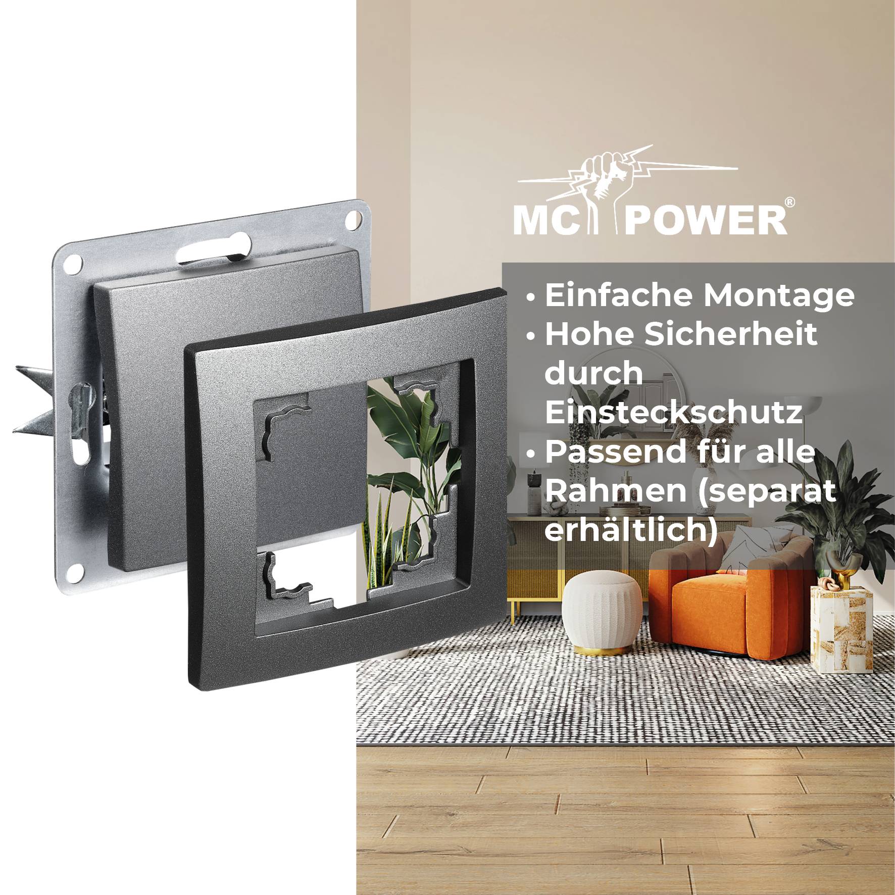 Blindabdeckung / Blende McPower "Flair" anthrazit