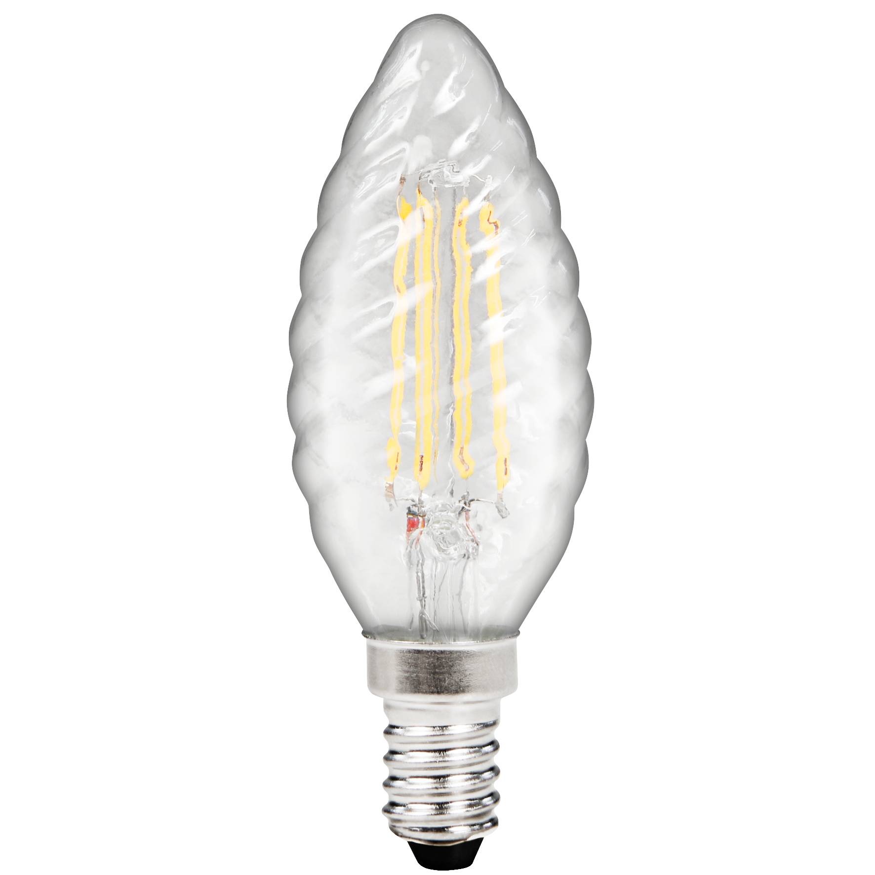 LED Filament Kerzenlampe gedreht McShine "Filed", E14, 4W, 490 lm, warmweiß, klar
