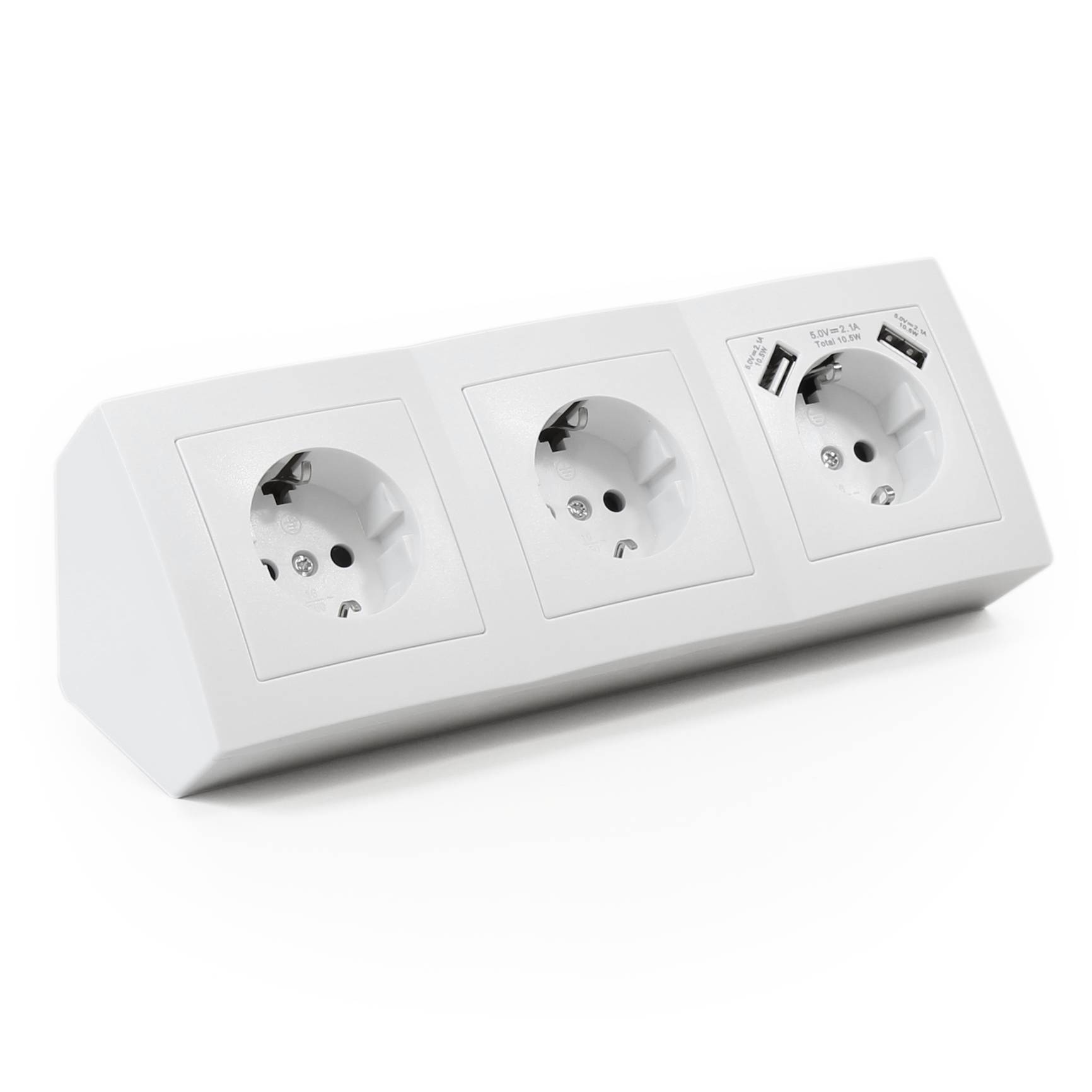 Steckdosenblock McPower "Flair" Aufbau, weiß, 3-fach Schutzkontakt + USB