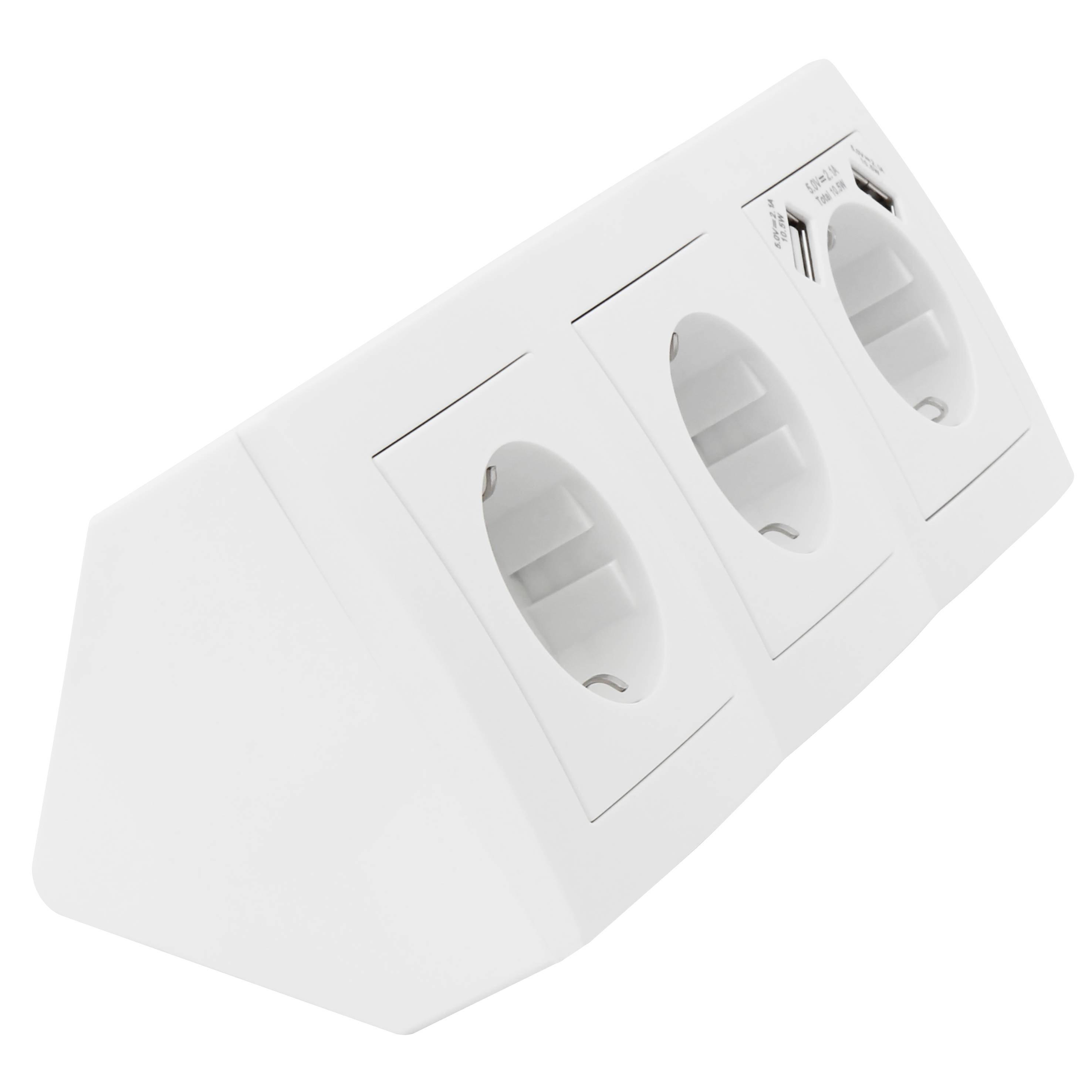 Steckdosenblock McPower "Flair" Aufbau, weiß, 3-fach Schutzkontakt + USB