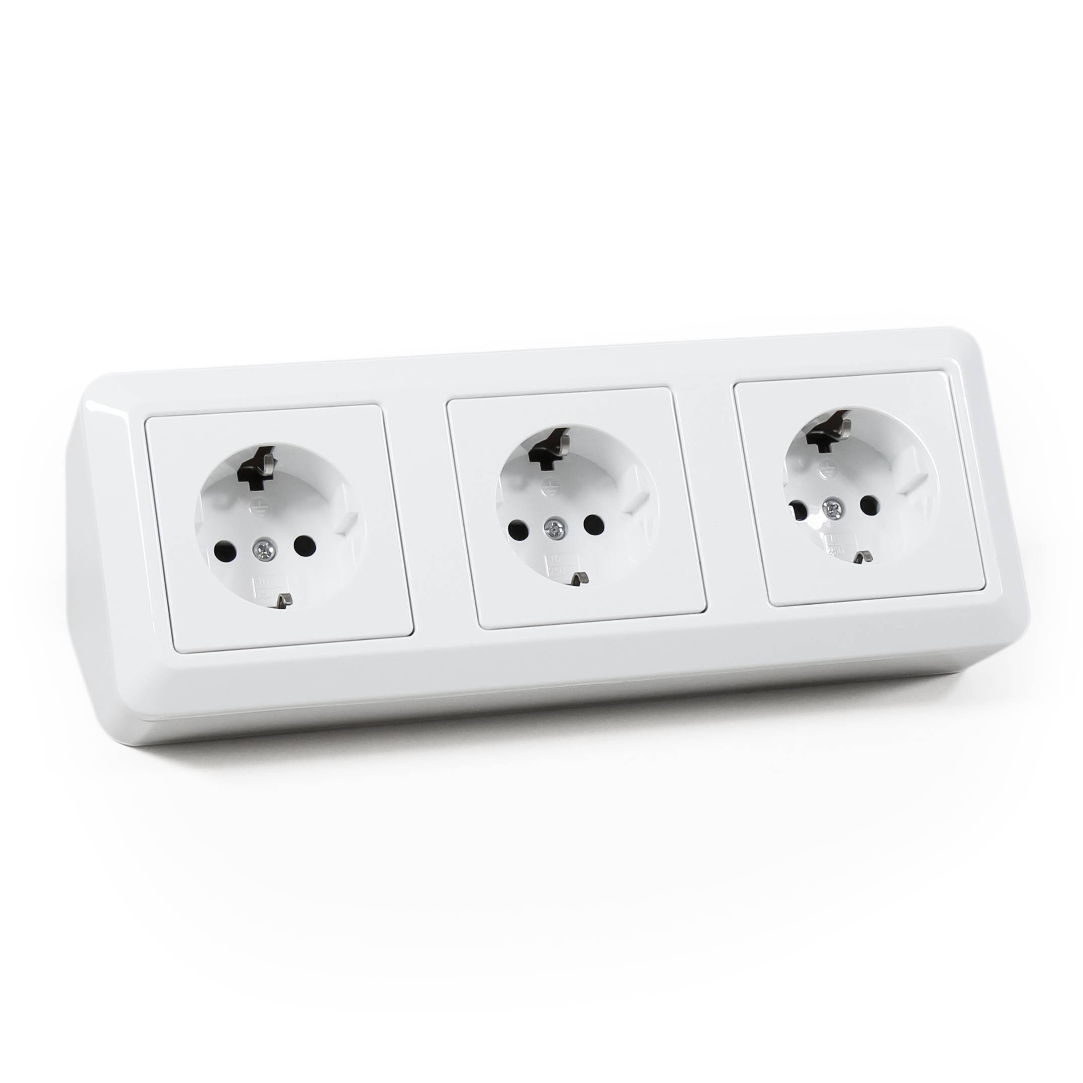 Steckdosenblock McPower "Cup" 250V~/16A, Aufbau, weiß, 3-fach Schutzkontakt