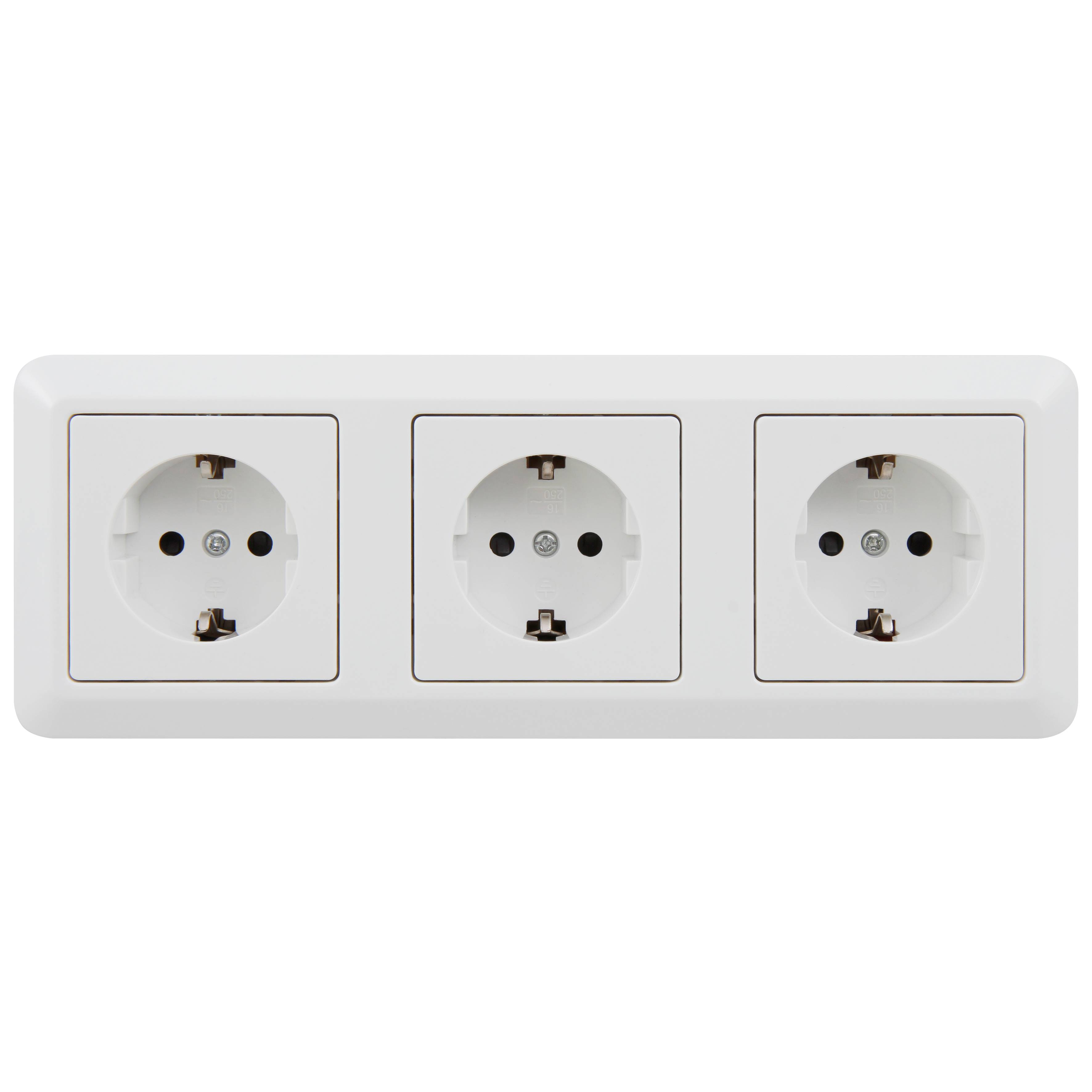 Steckdosenblock McPower "Cup" 250V~/16A, Aufbau, weiß, 3-fach Schutzkontakt