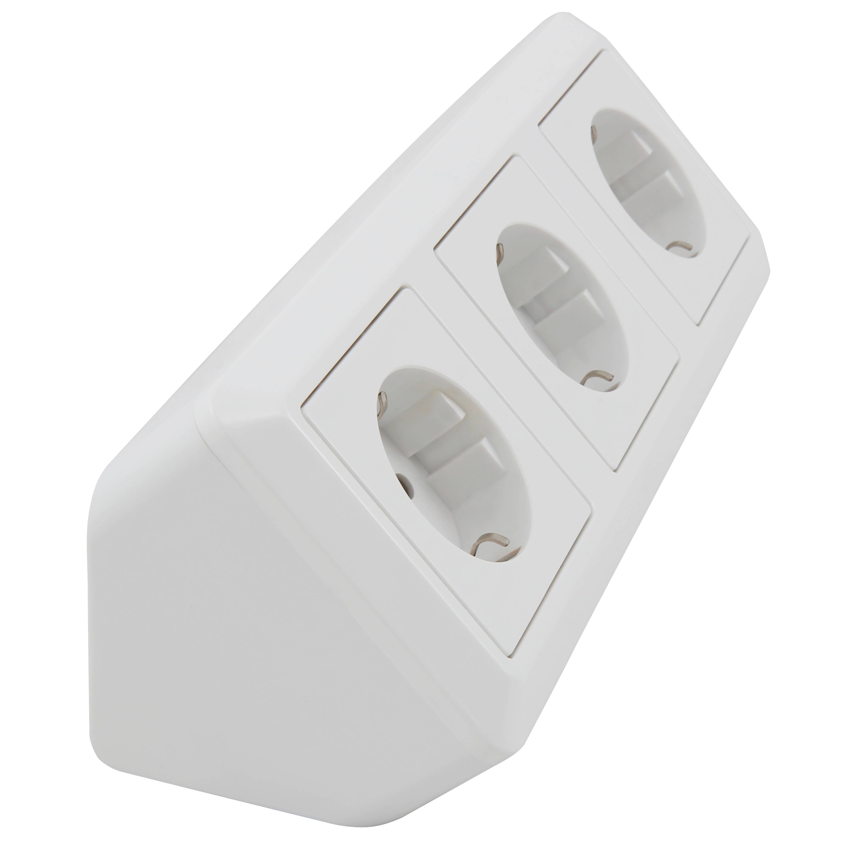 Steckdosenblock McPower "Cup" 250V~/16A, Aufbau, weiß, 3-fach Schutzkontakt