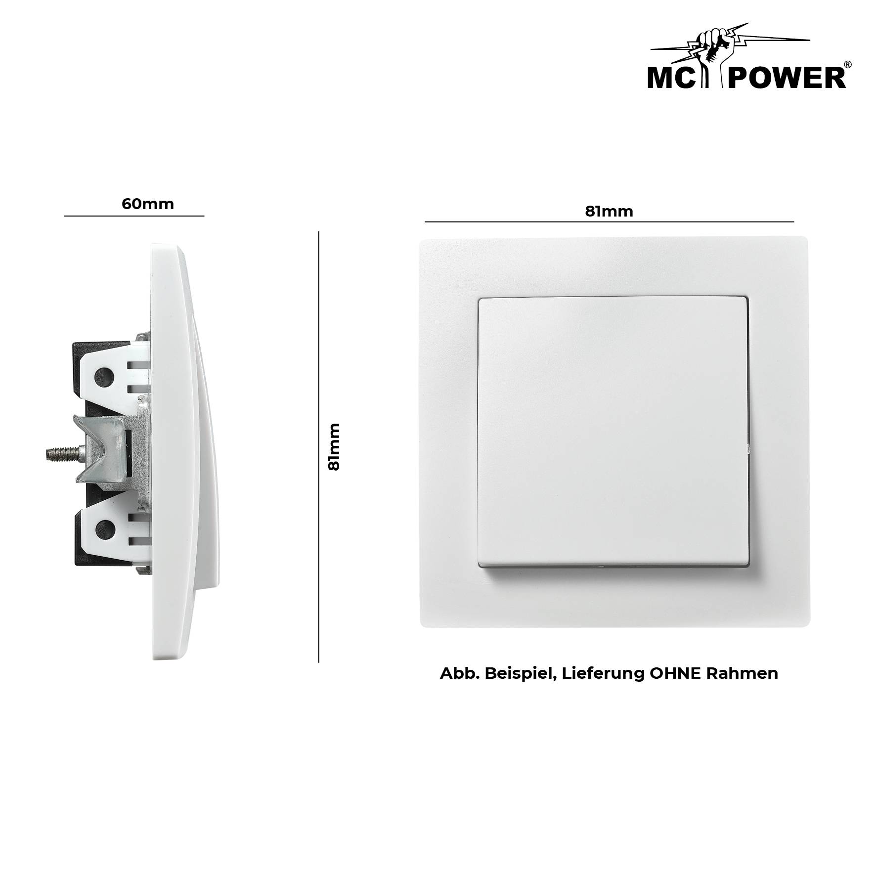 Wechselschalter McPower "Flair", 250V~/10A, UP, Steckanschluss, weiß