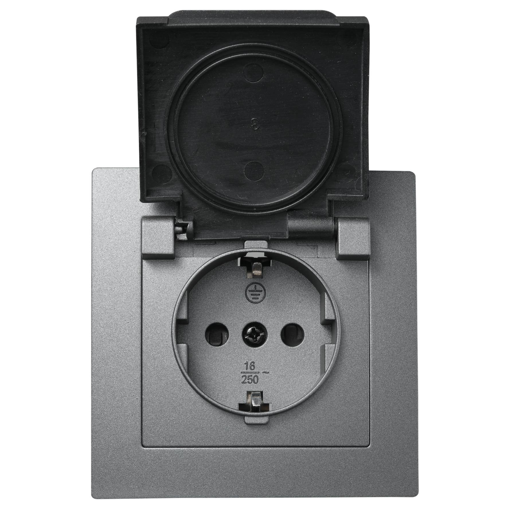 Schutzkontakt-Steckdose McPower "Flair", 250V~/16A, UP, IP44, anthrazit