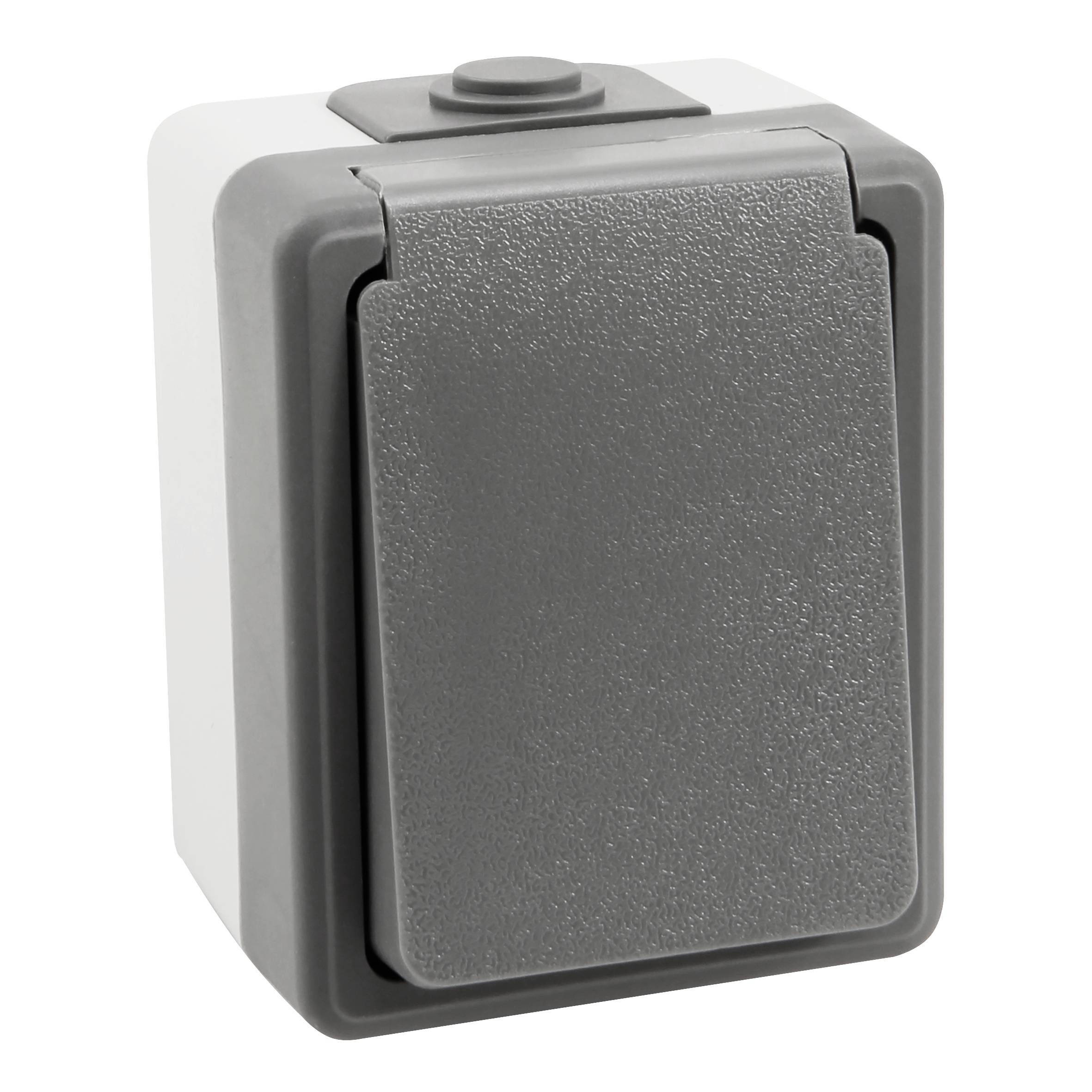 Feuchtraum Steckdose McPower "Secure", 250V~/16A, IP44, AP, grau