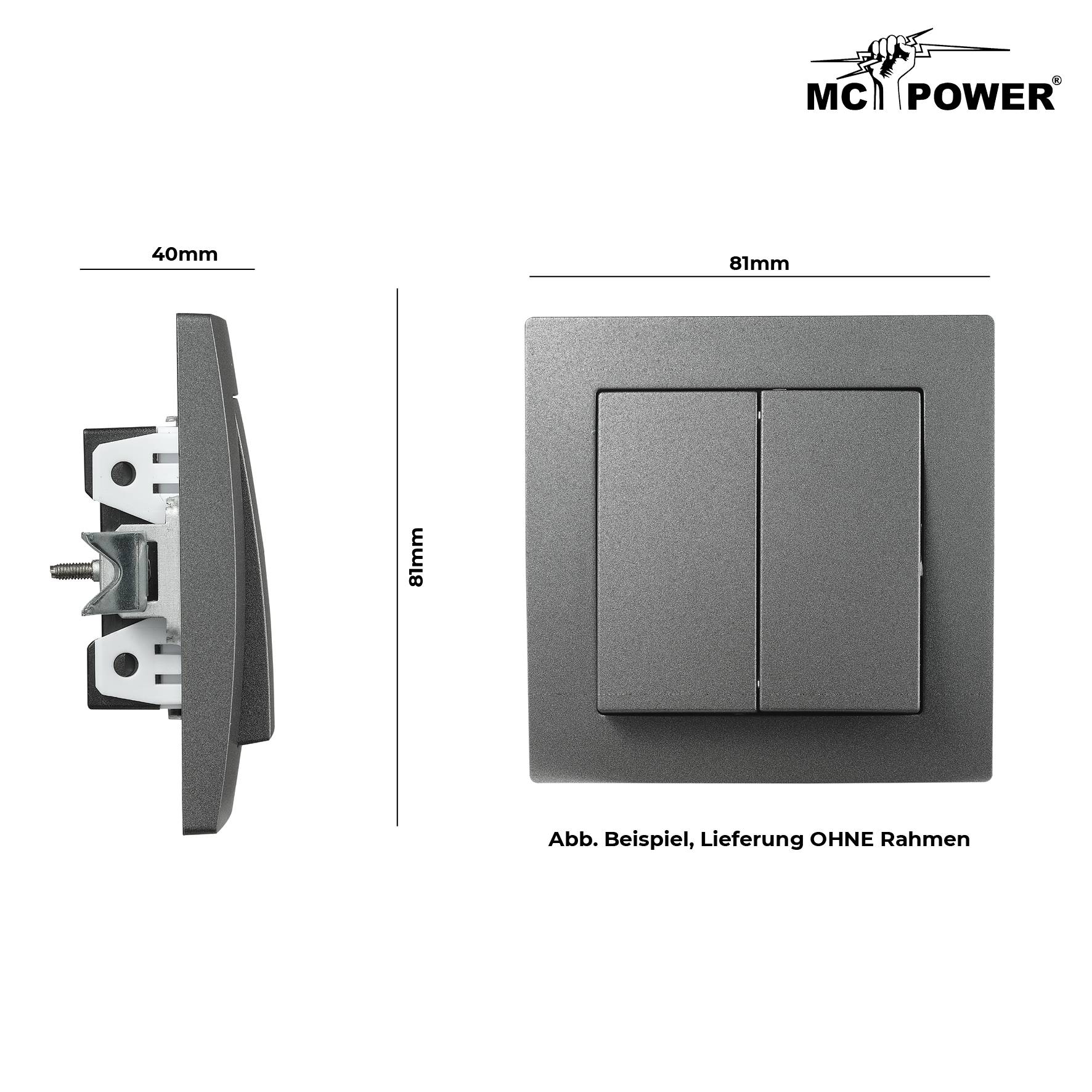 Wechselschalter McPower "Flair" 2-fach, 250V~/10A, UP, anthrazit