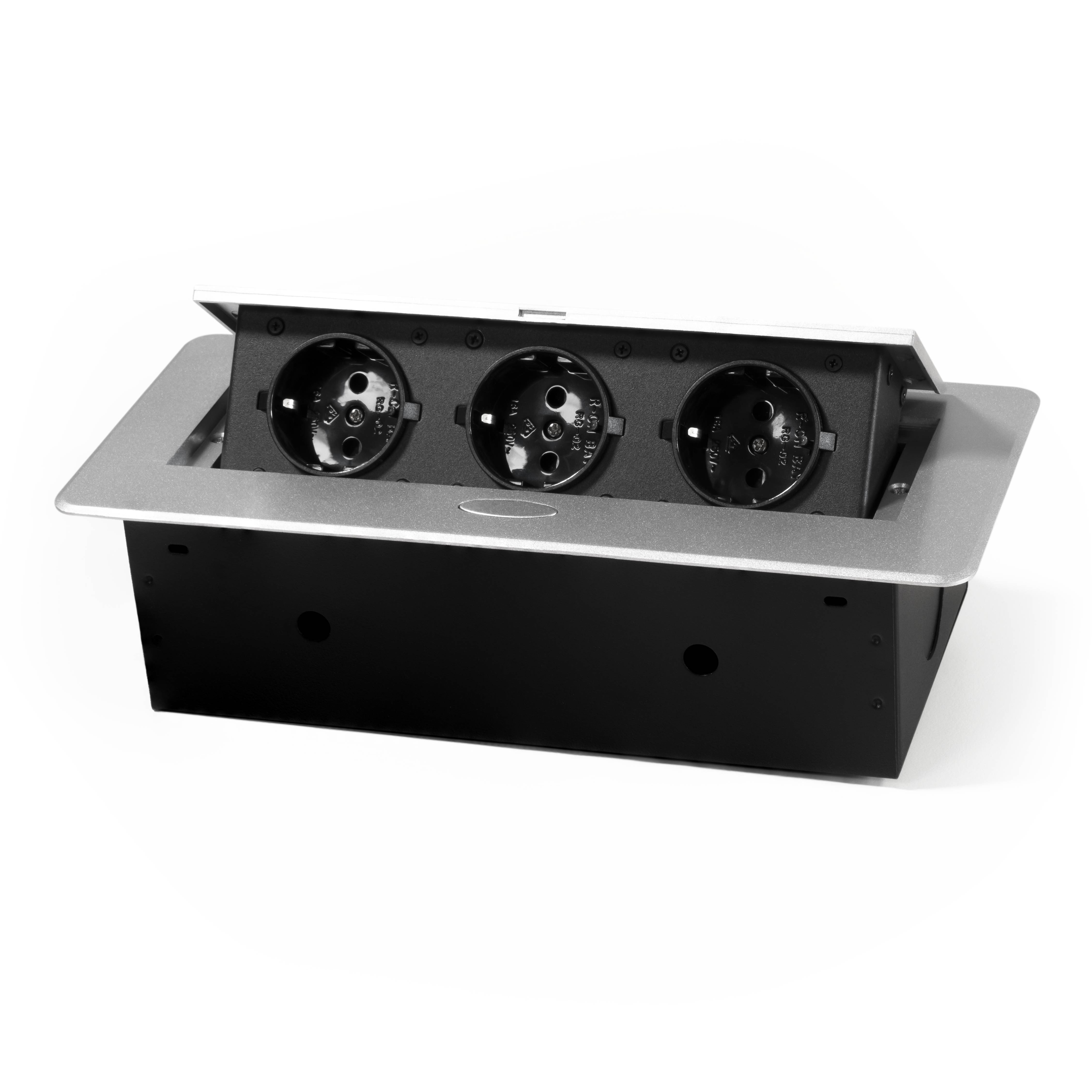 Tisch-Einbausteckdose McPower "TS-03S" 3x Steckdose, 1,8m Kabel, 267x120x68mm