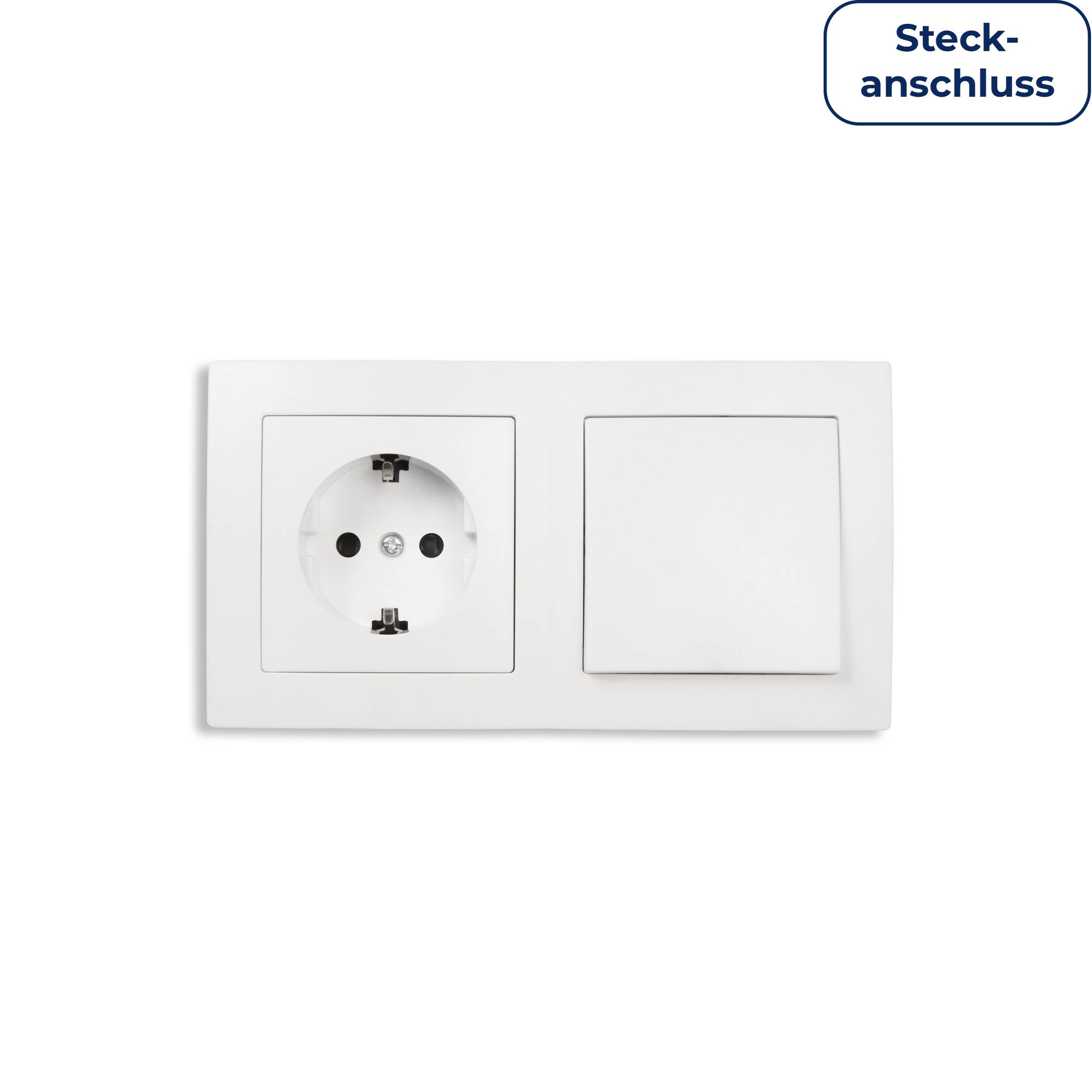 Schalter und Steckdosen Set McPower Flair "Tür 2-fach Profi", weiß, 3-teilig, Steckanschluss