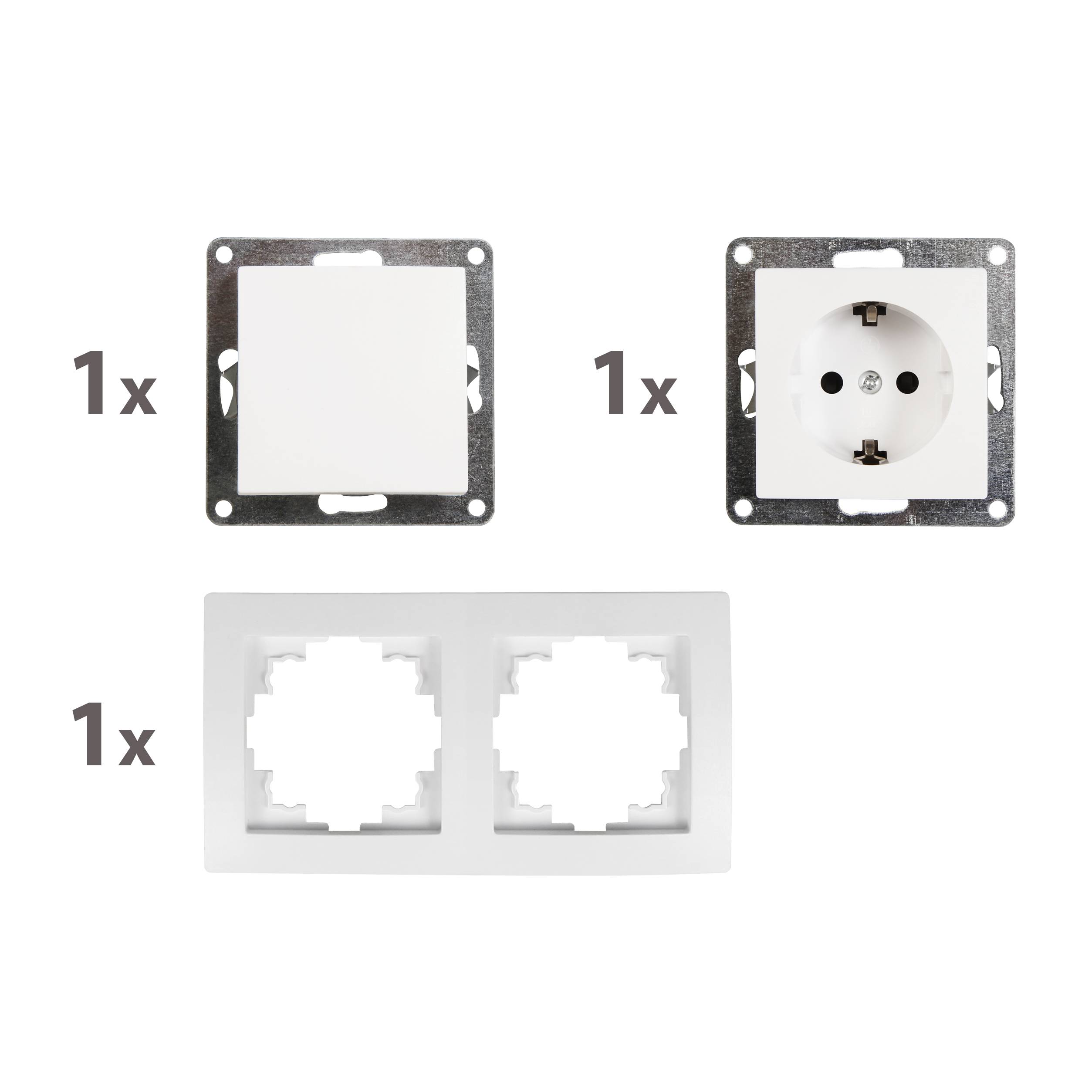 Schalter und Steckdosen Set McPower Flair "Tür 2-fach Profi", weiß, 3-teilig, Steckanschluss