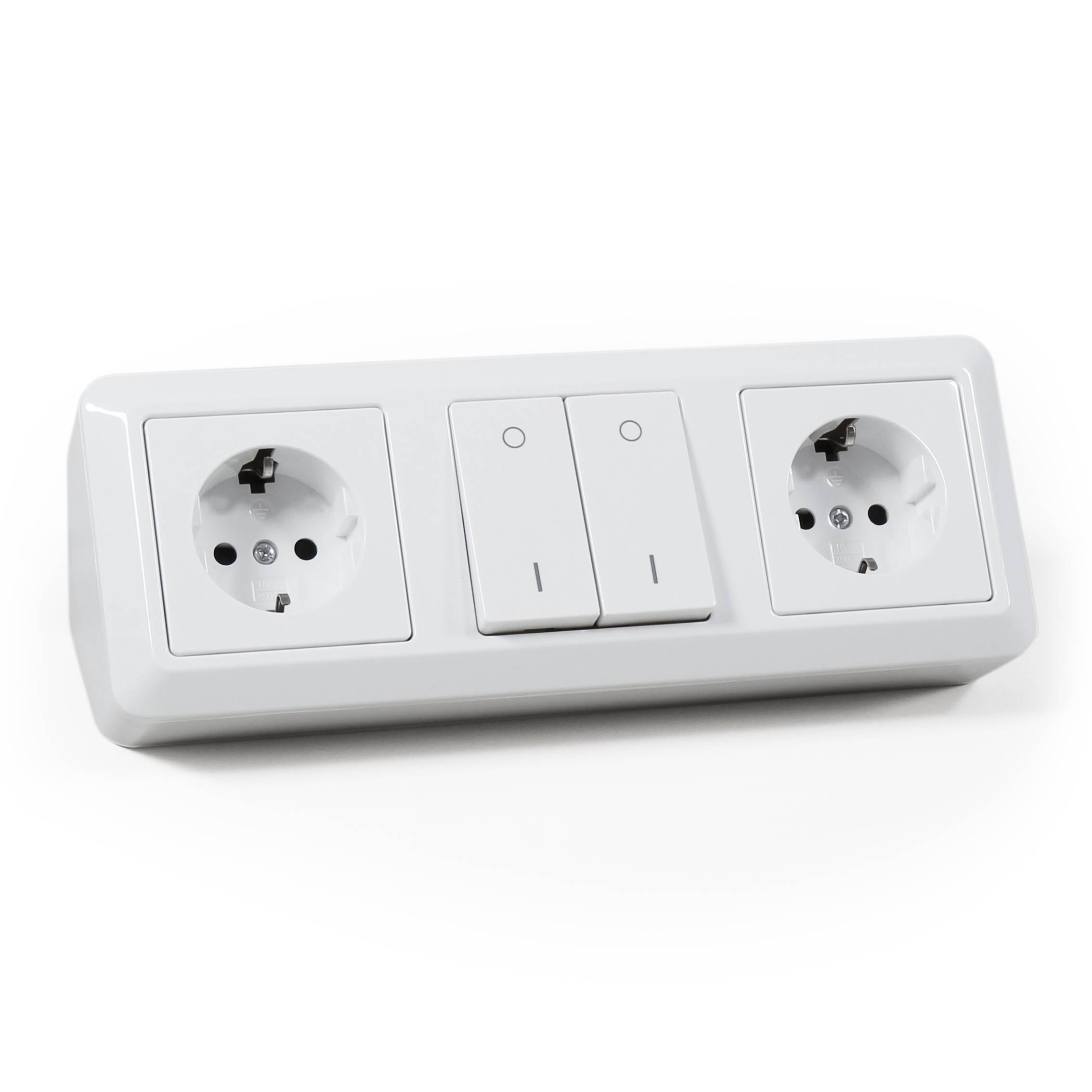 Steckdosenblock McPower "Cup" Aufbau, weiß, 2x Schutzkontakt + Schalter