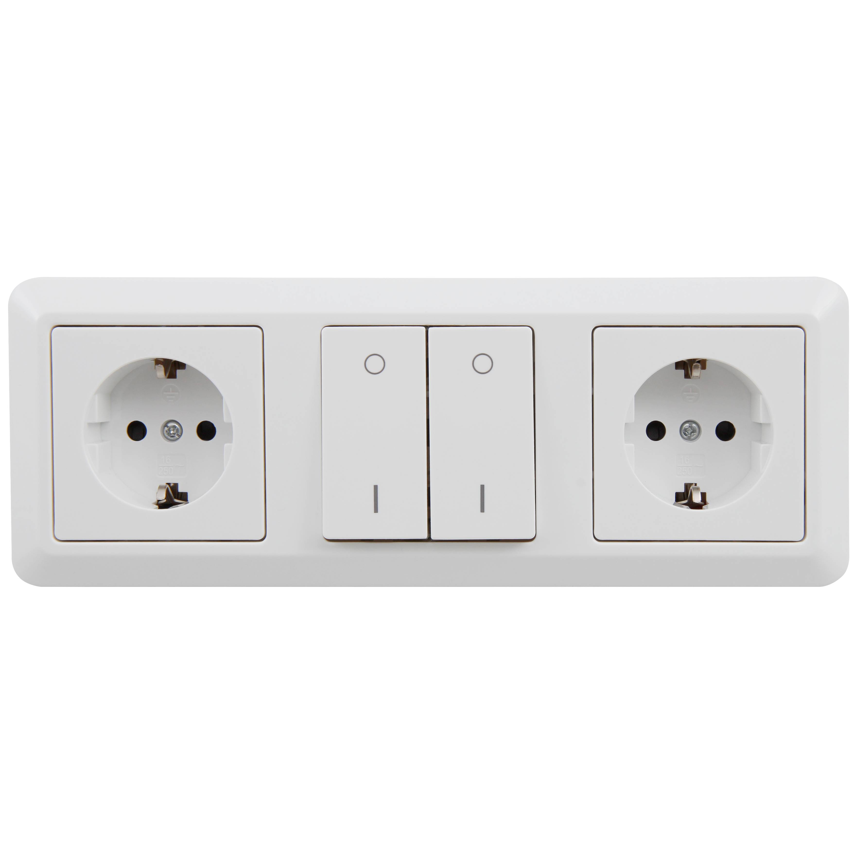 Steckdosenblock McPower "Cup" Aufbau, weiß, 2x Schutzkontakt + Schalter