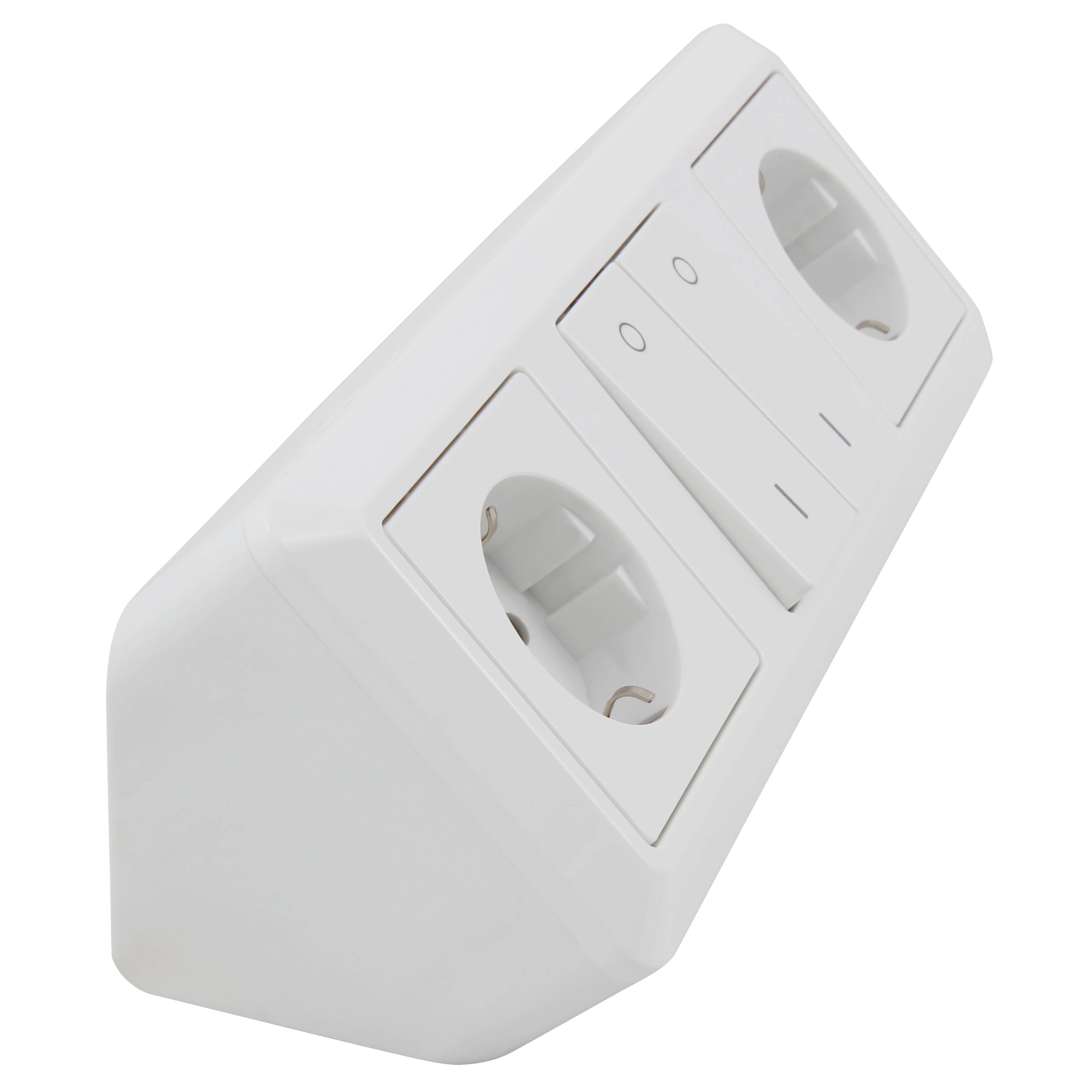 Steckdosenblock McPower "Cup" Aufbau, weiß, 2x Schutzkontakt + Schalter