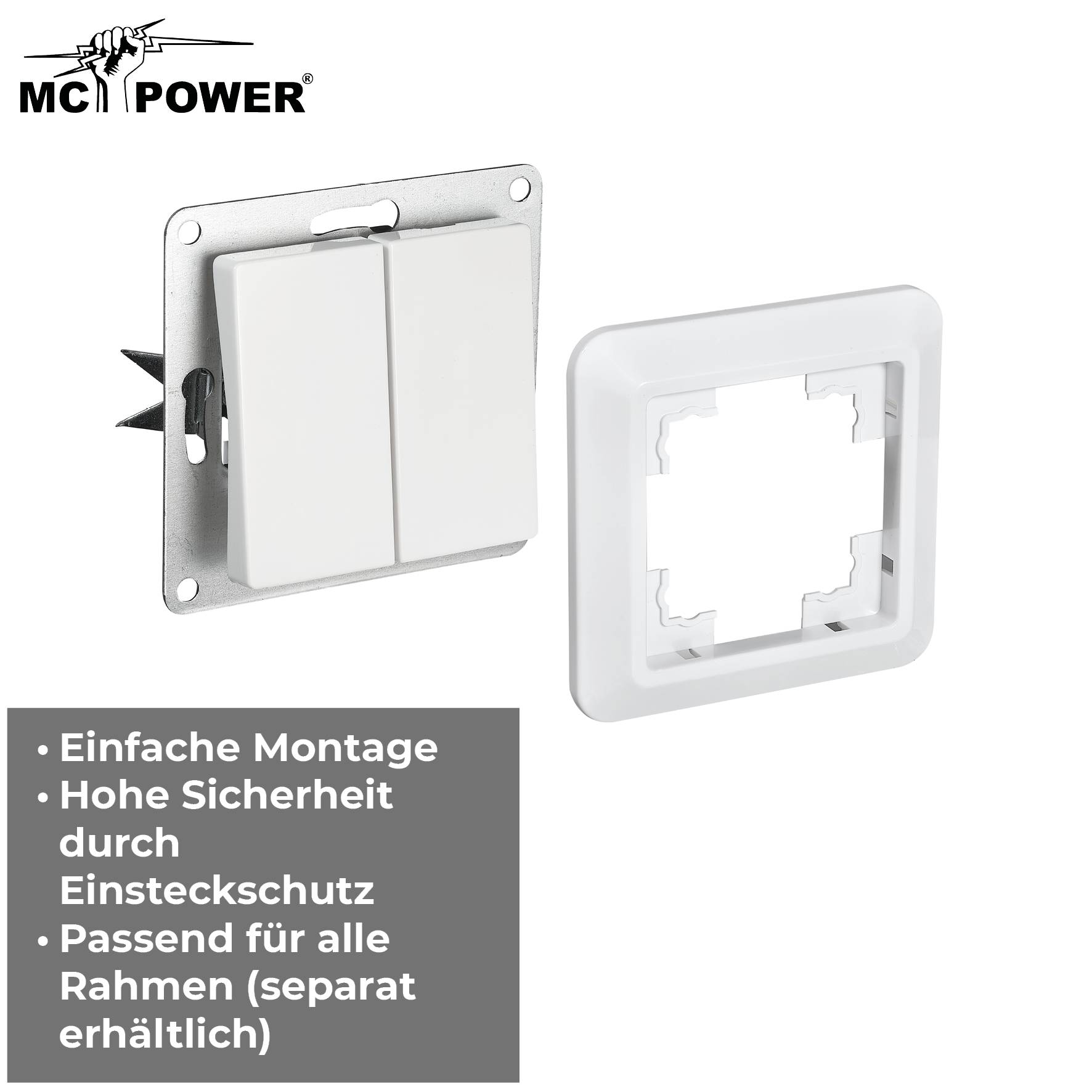 Serien-Schalter McPower "Cup" 2-fach, 250V~/10A, UP, weiß