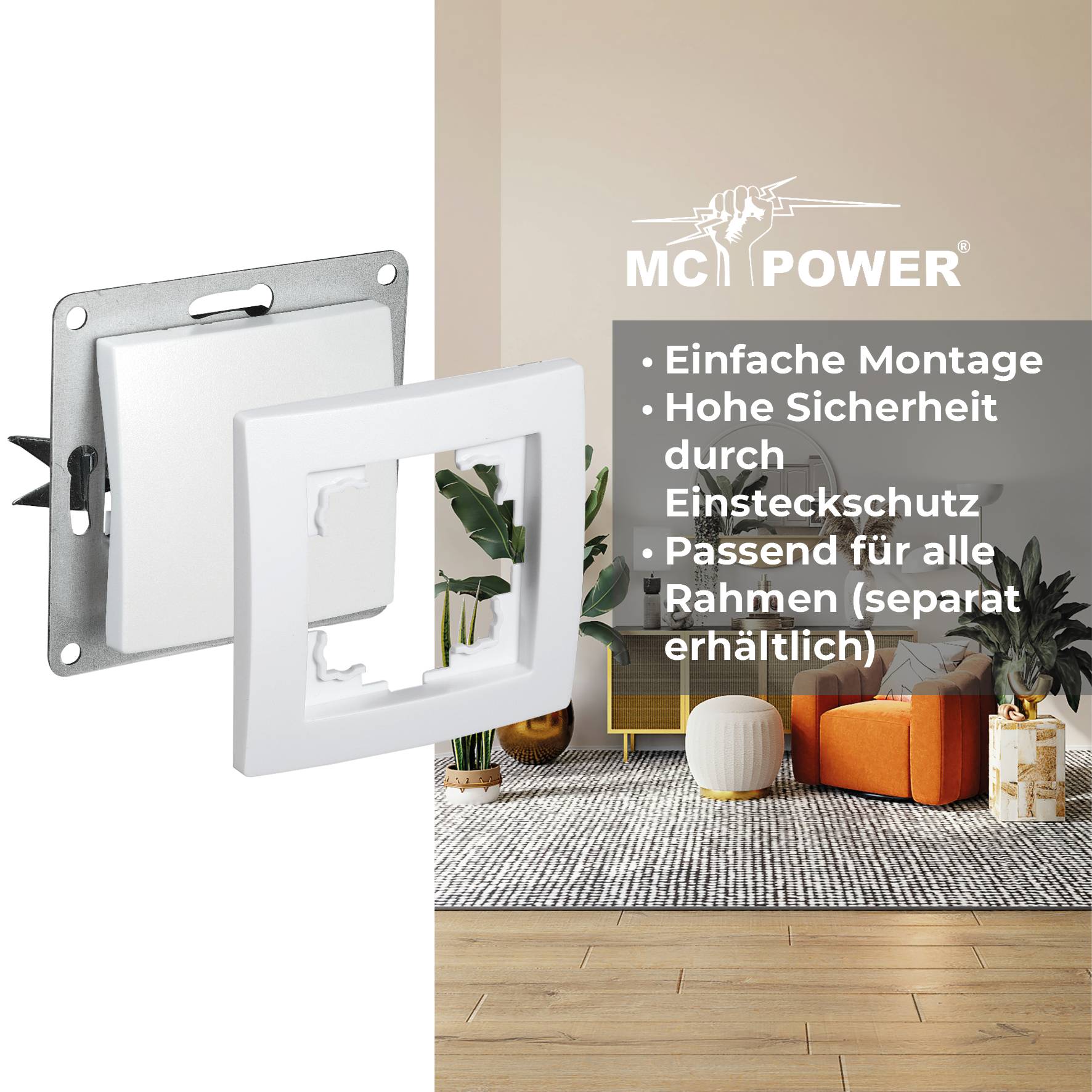 Taster McPower "Flair", 250V~/10A, UP, weiß