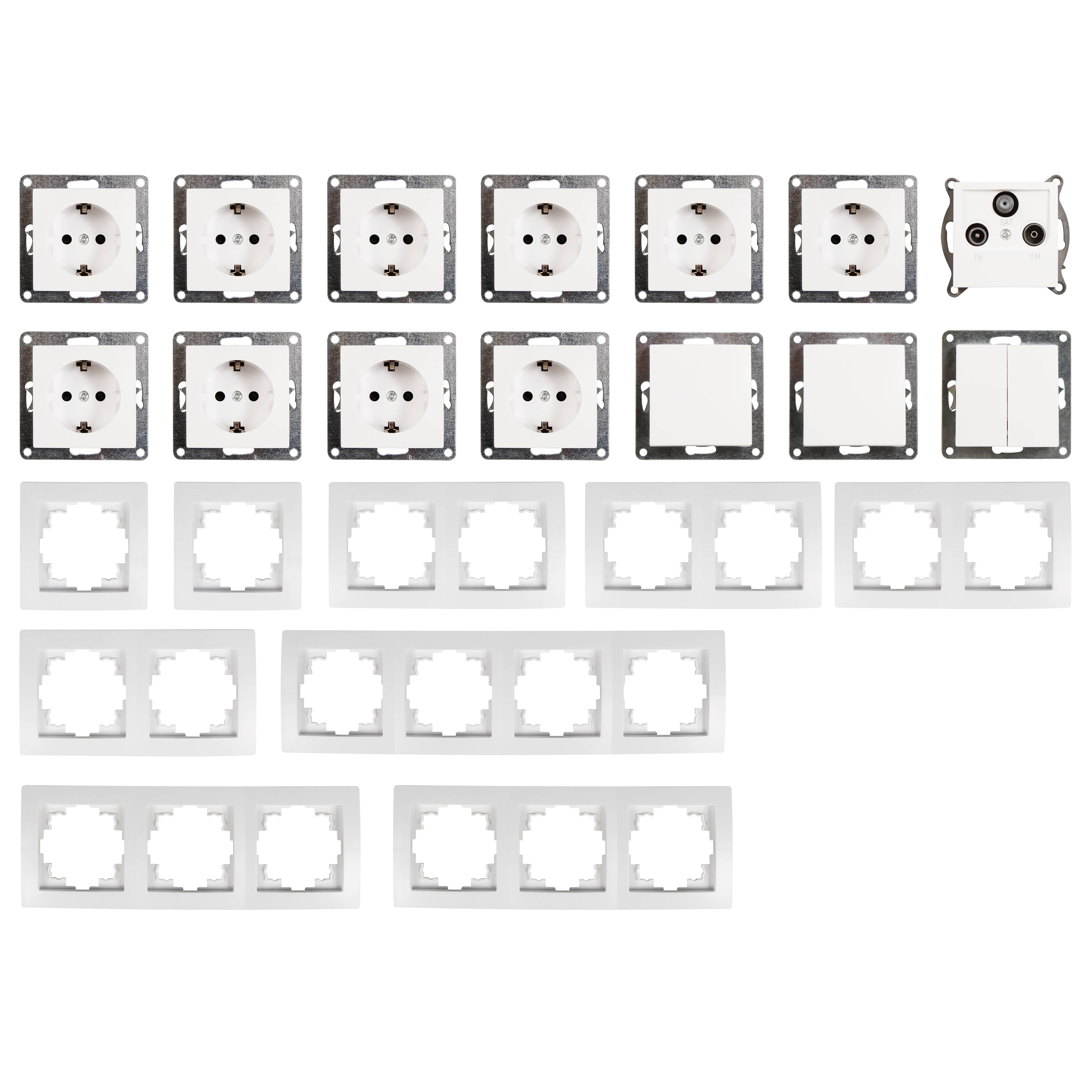 Schalter und Steckdosen Set McPower Flair "Komfort", 23-teilig, weiß