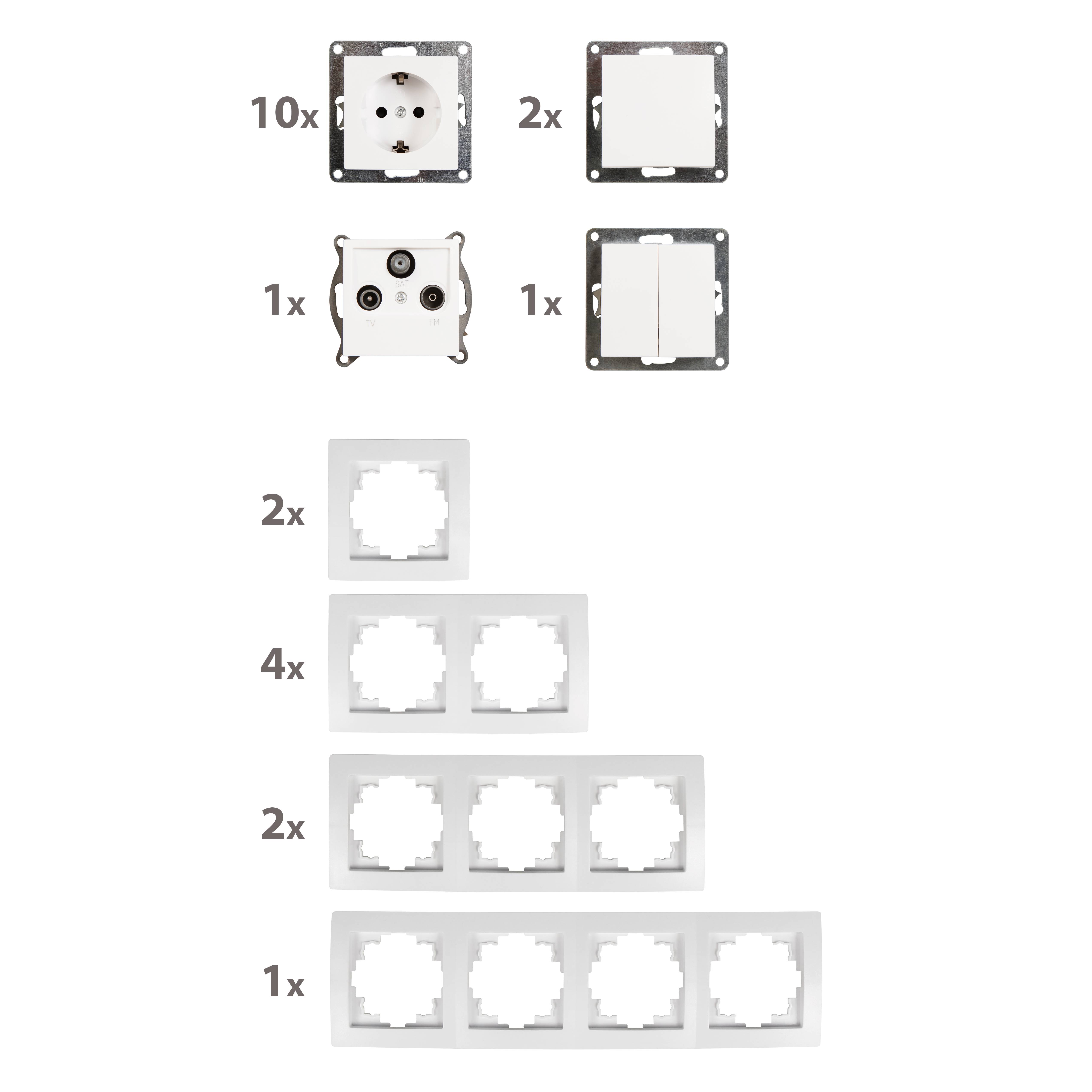 Schalter und Steckdosen Set McPower Flair "Komfort", 23-teilig, weiß