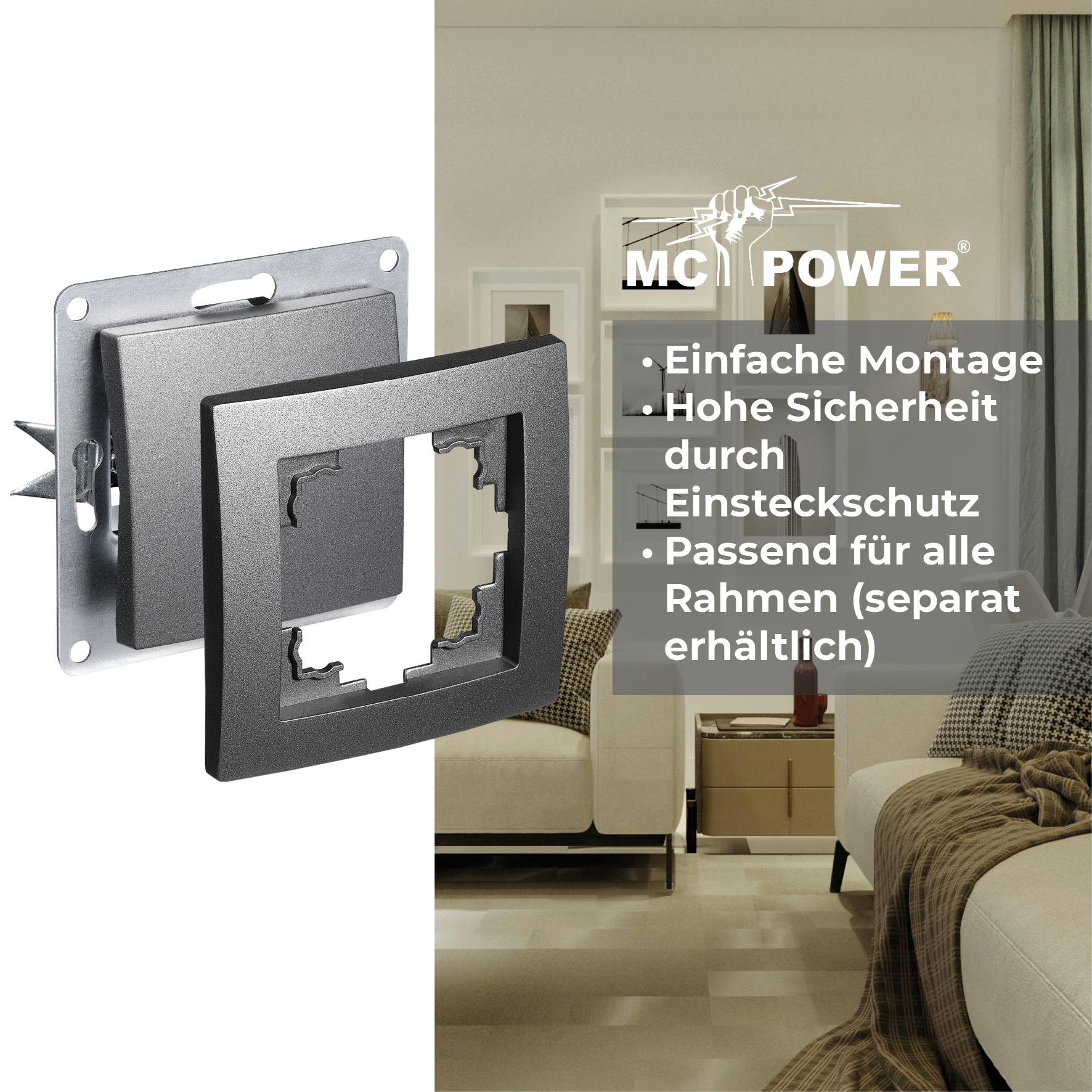 Wechselschalter McPower "Flair", 250V~/10A, UP, anthrazit
