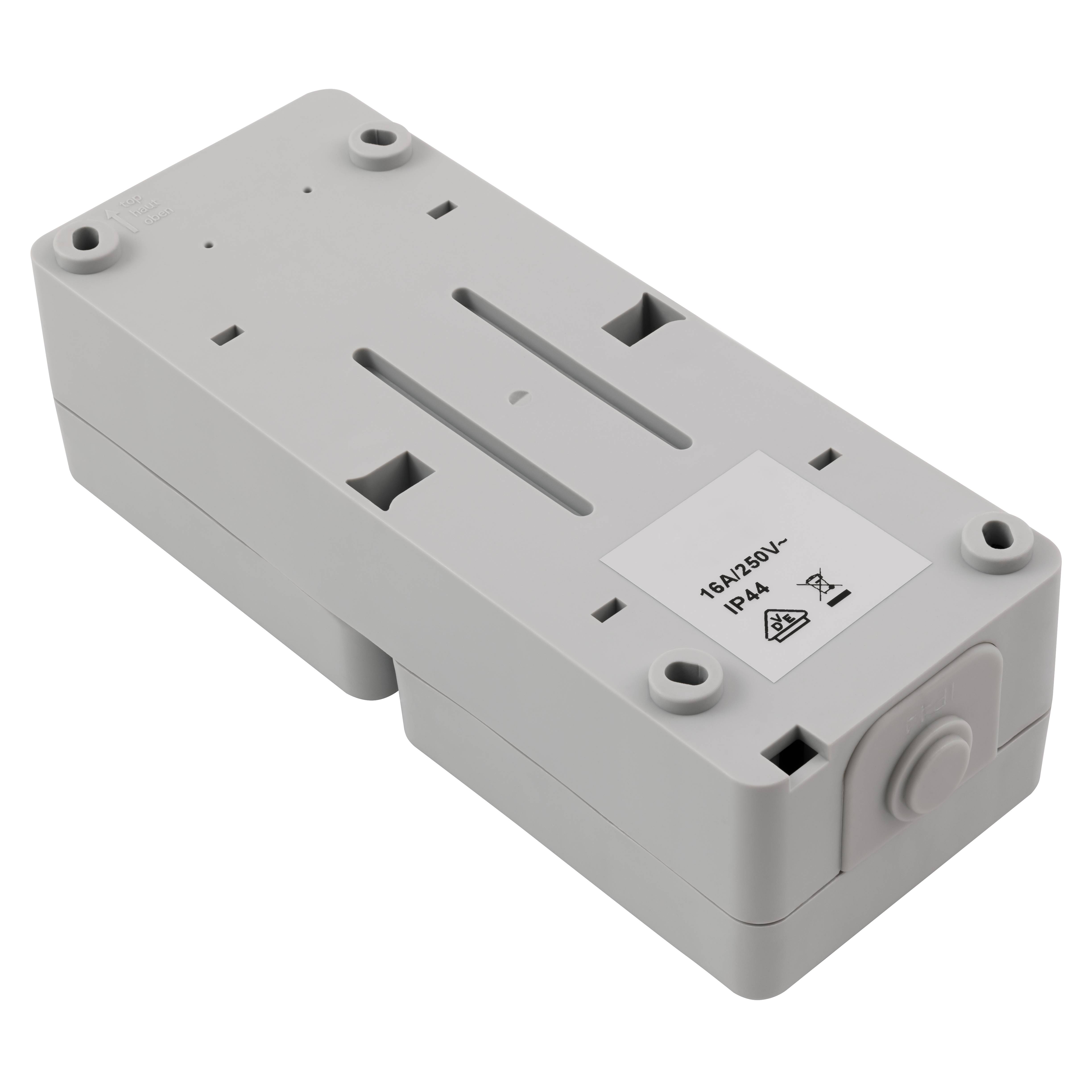 Feuchtraum Doppel-Steckdose McPower "Taff", 250V~/16A, IP44, AP, grau