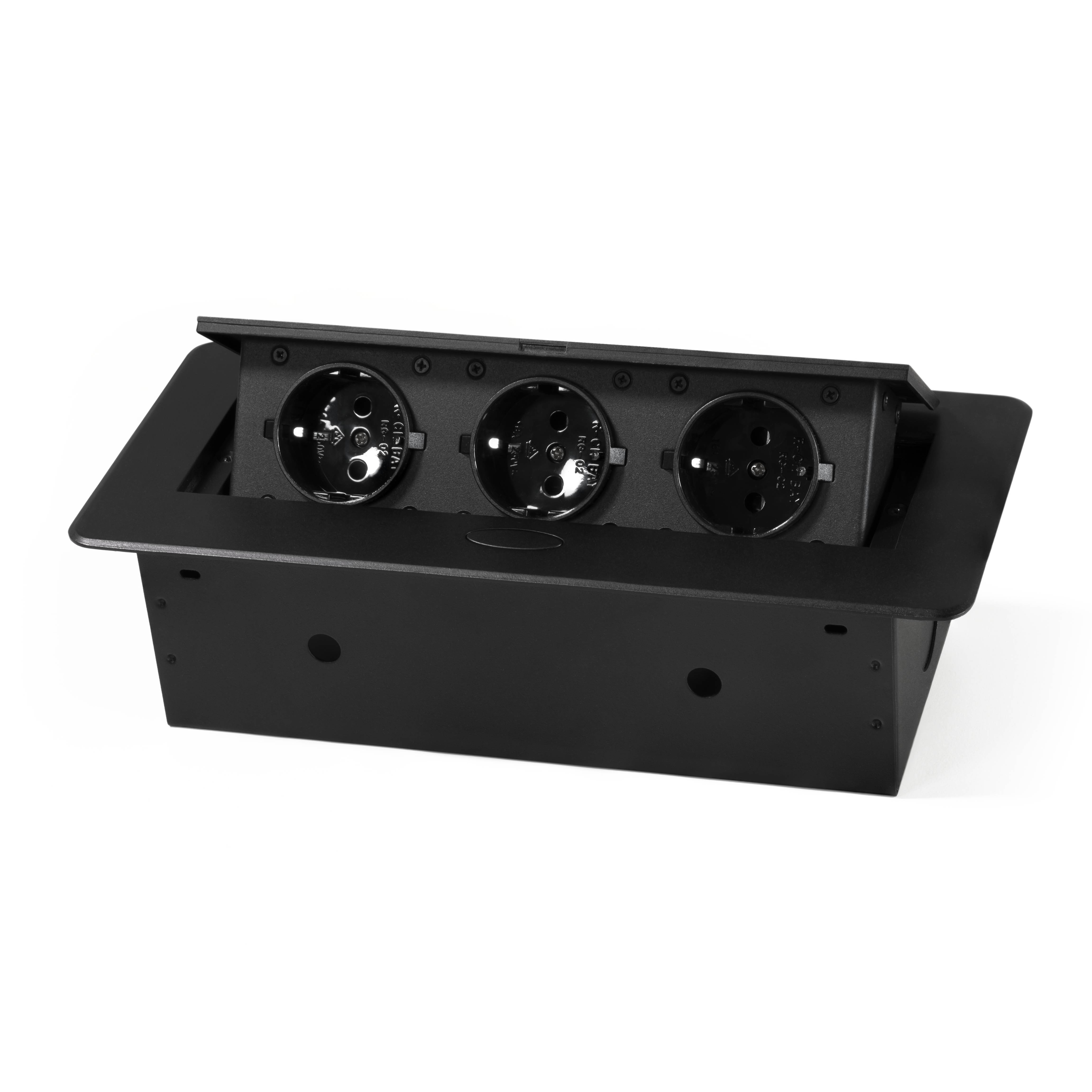 Tisch-Einbausteckdose McPower "TS-03S" 3x Steckdose, 1,8m Kabel, 267x120x68mm